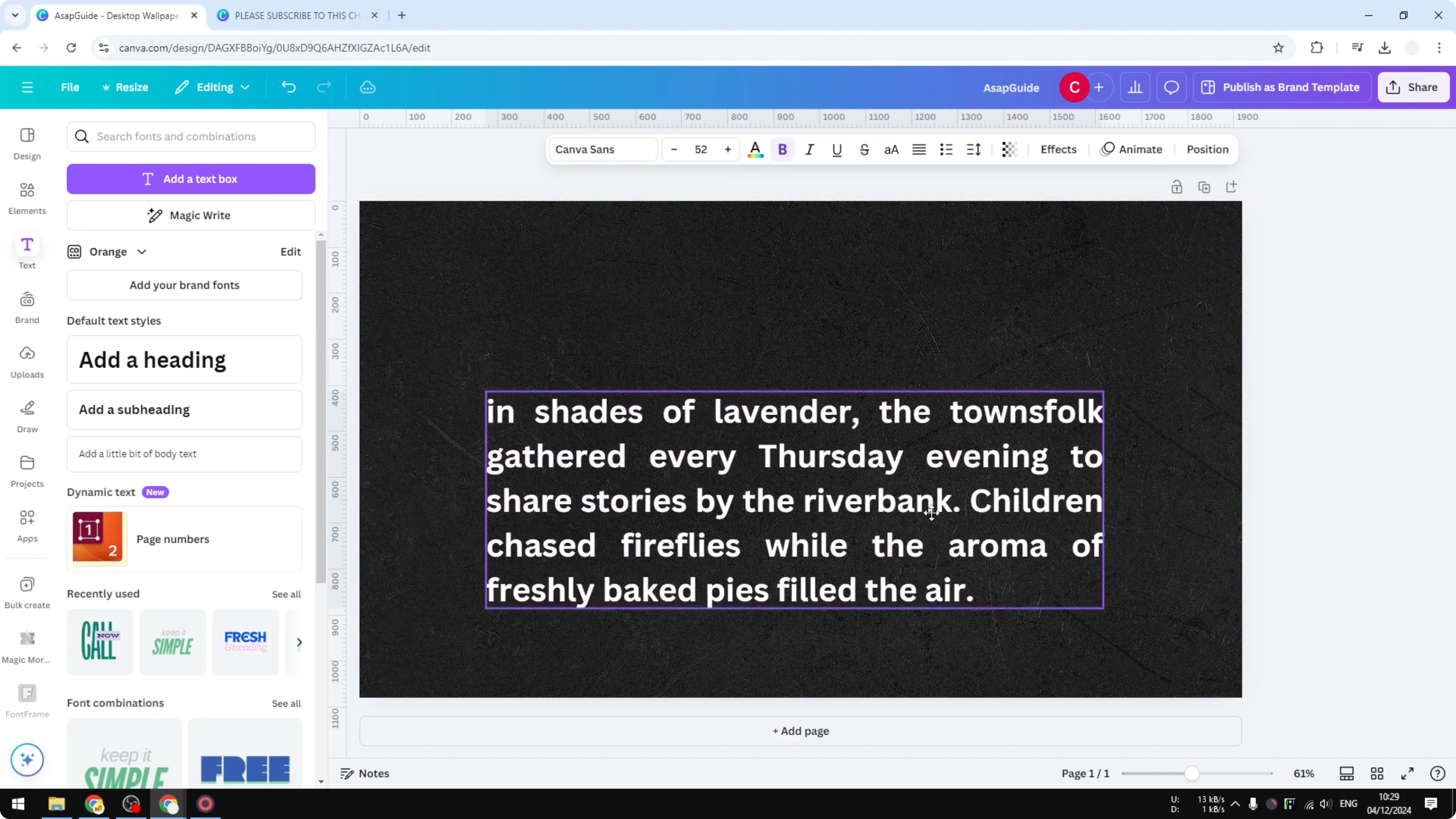 Screenshot from How to Make a Hanging Indent on Canva at 57s