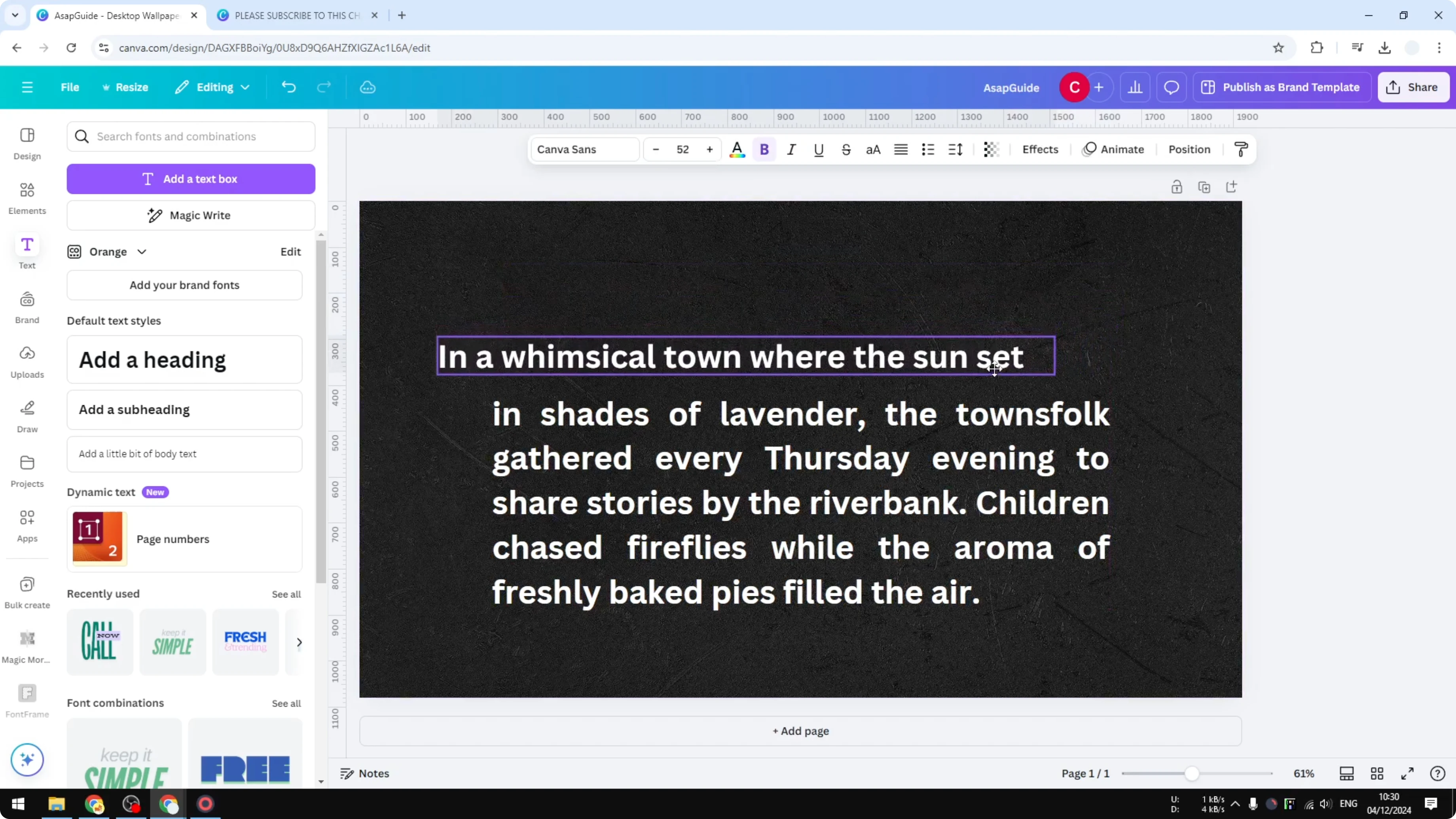 Screenshot from How to Make a Hanging Indent on Canva at 69s