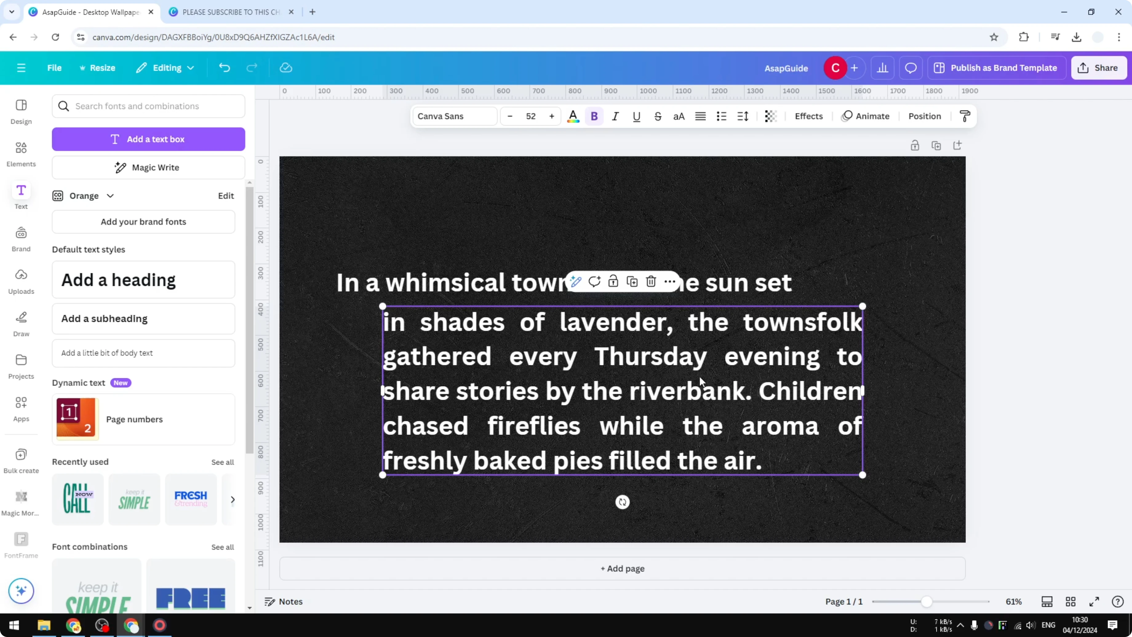 Screenshot from How to Make a Hanging Indent on Canva at 71s