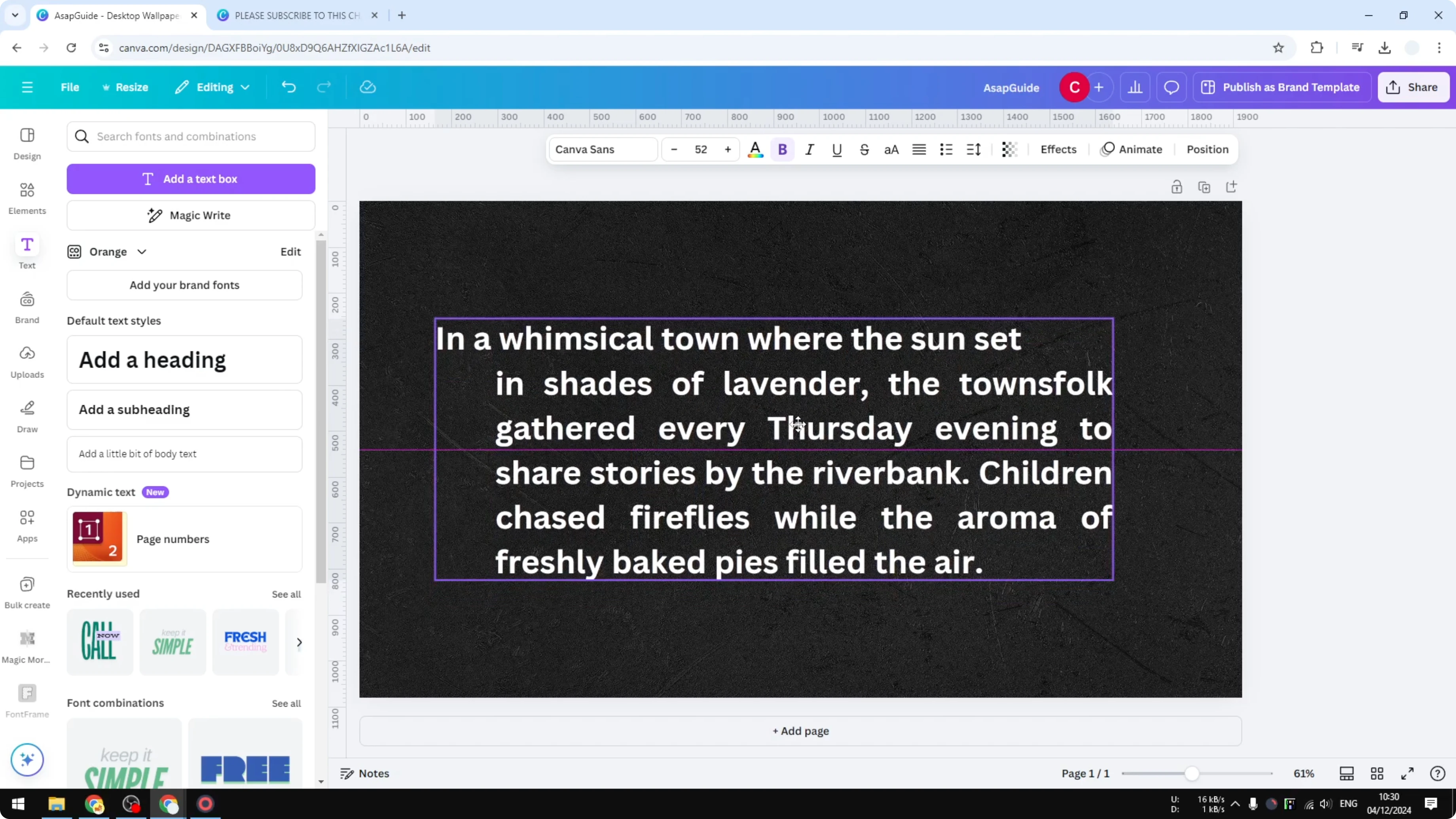 Screenshot from How to Make a Hanging Indent on Canva at 93s