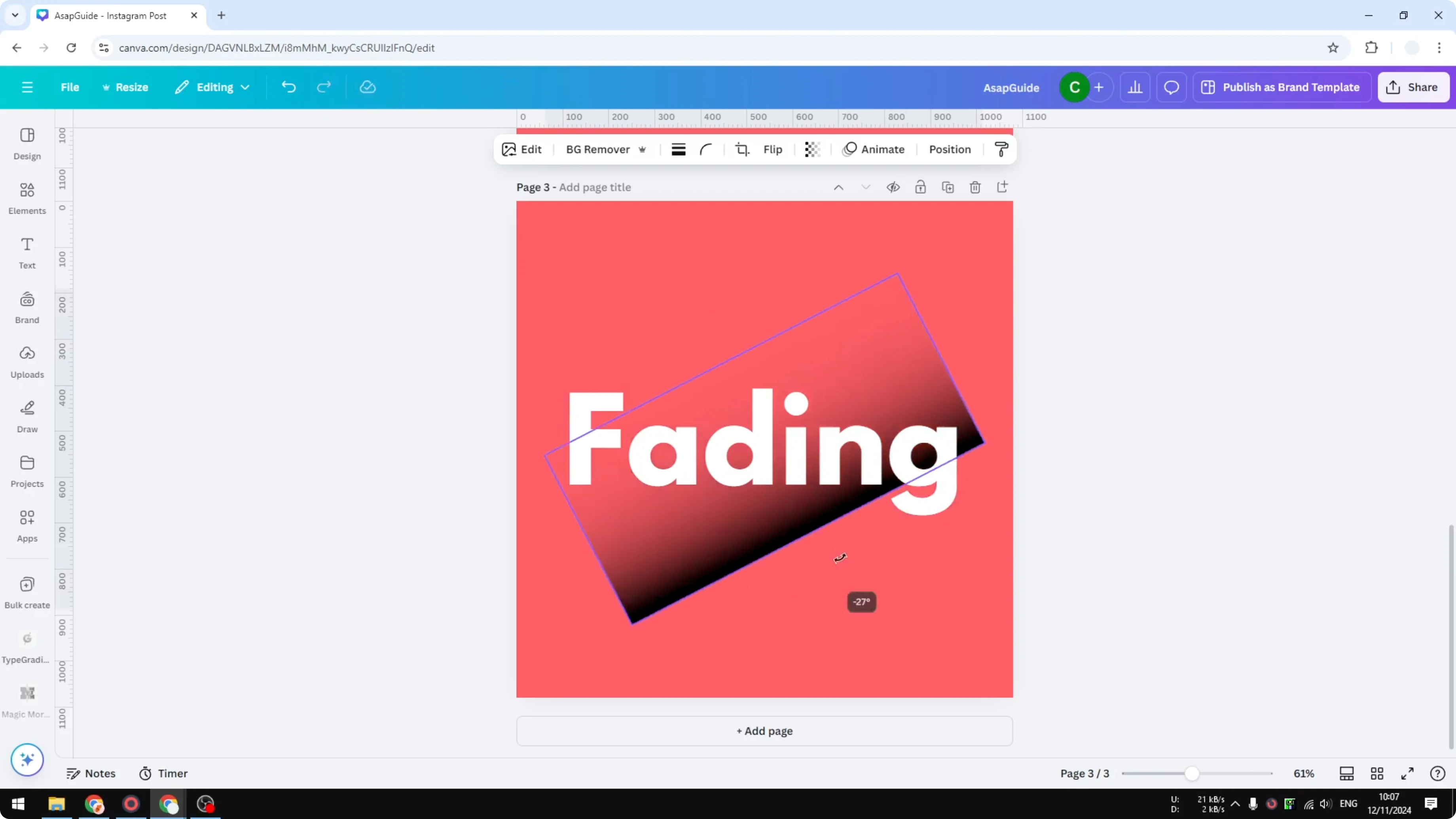 Screenshot from How to Make Letters Transparent in Canva at 136s