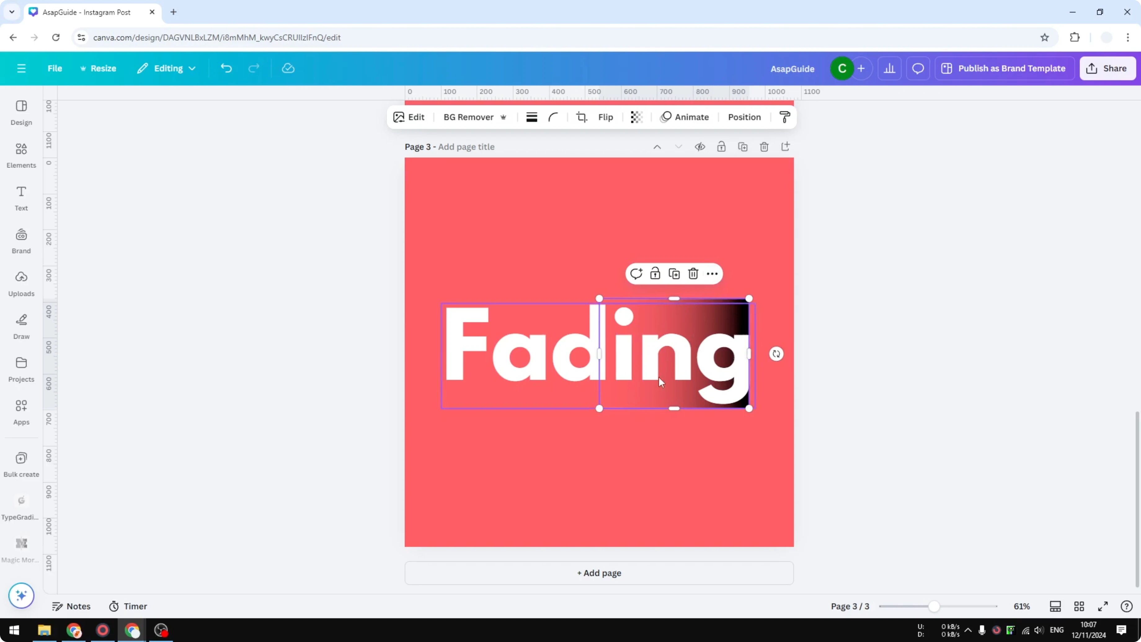 Screenshot from How to Make Letters Transparent in Canva at 152s