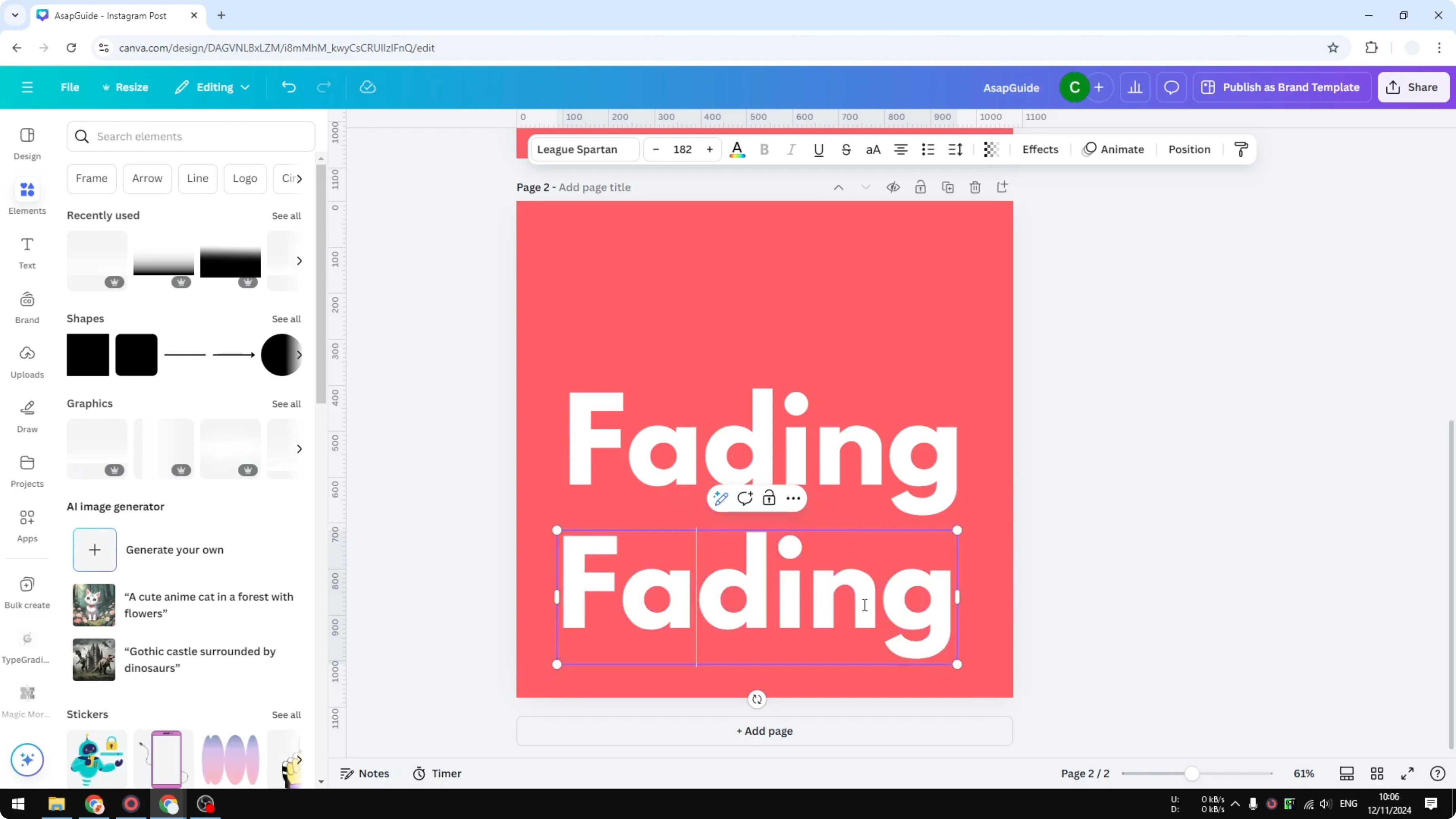 Screenshot from How to Make Letters Transparent in Canva at 71s