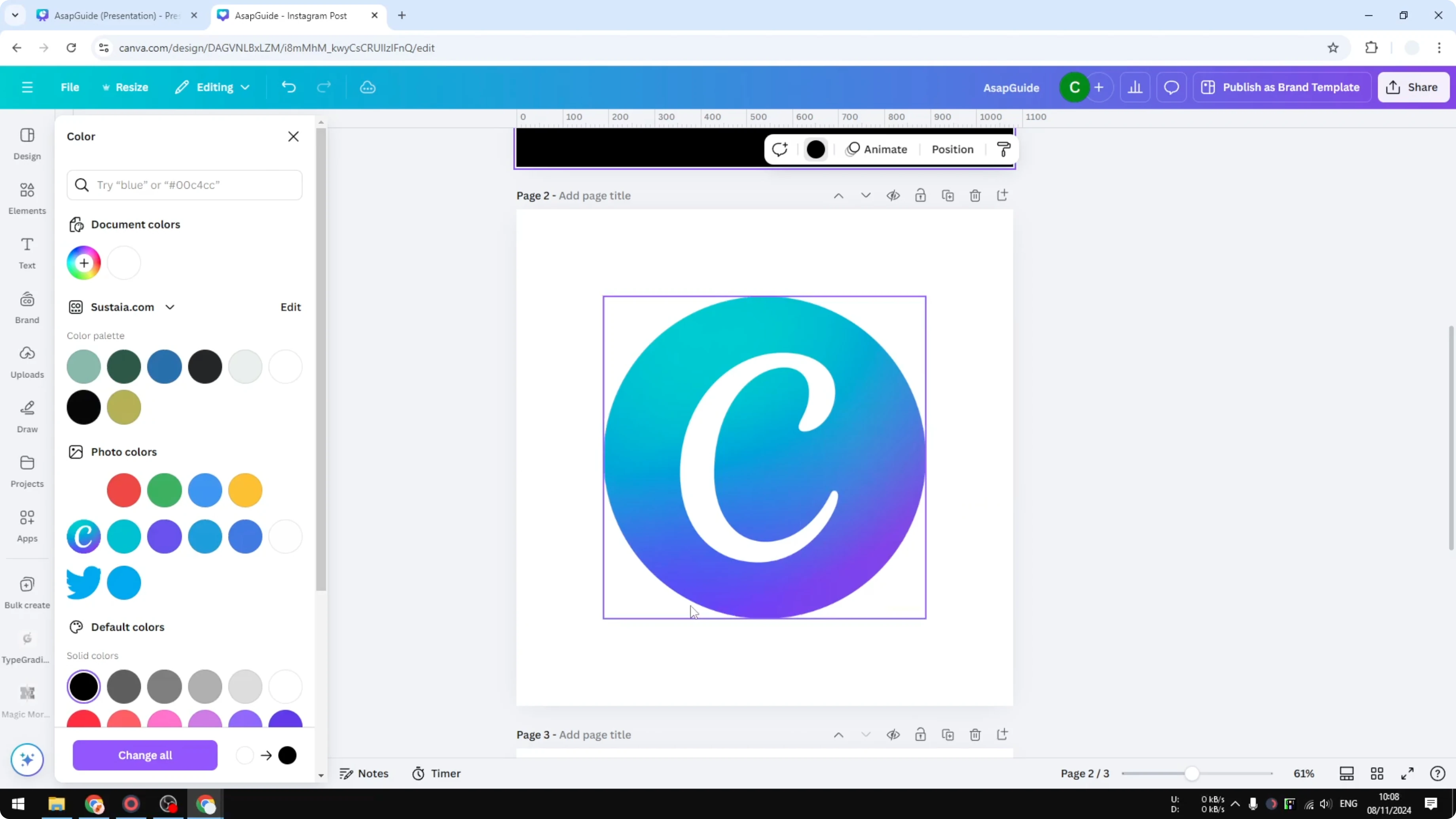 Screenshot from How to Make Logo Black and White in Canva at 99s