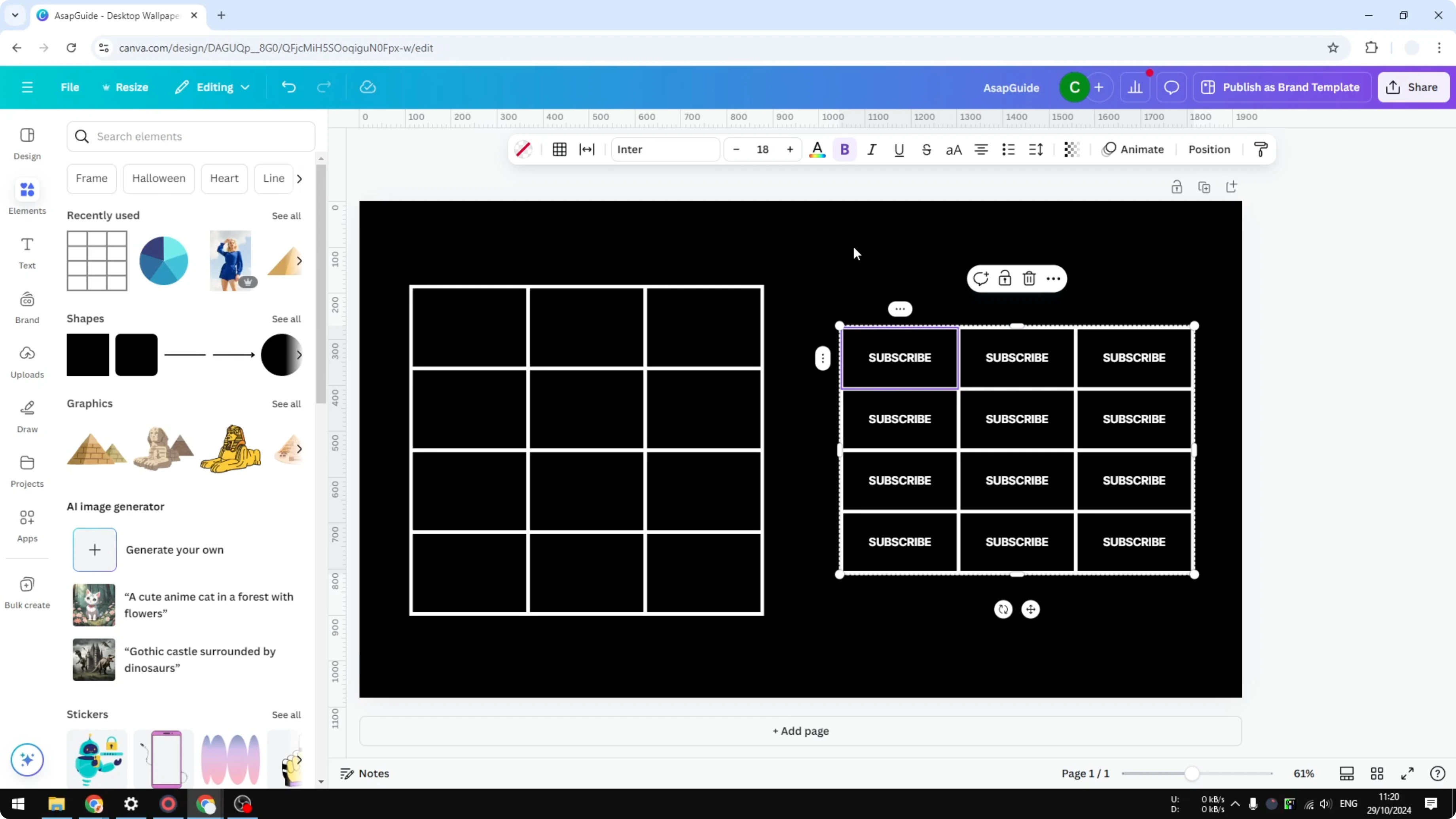 Screenshot from How to Make Rows Thinner in Canva Table at 40s