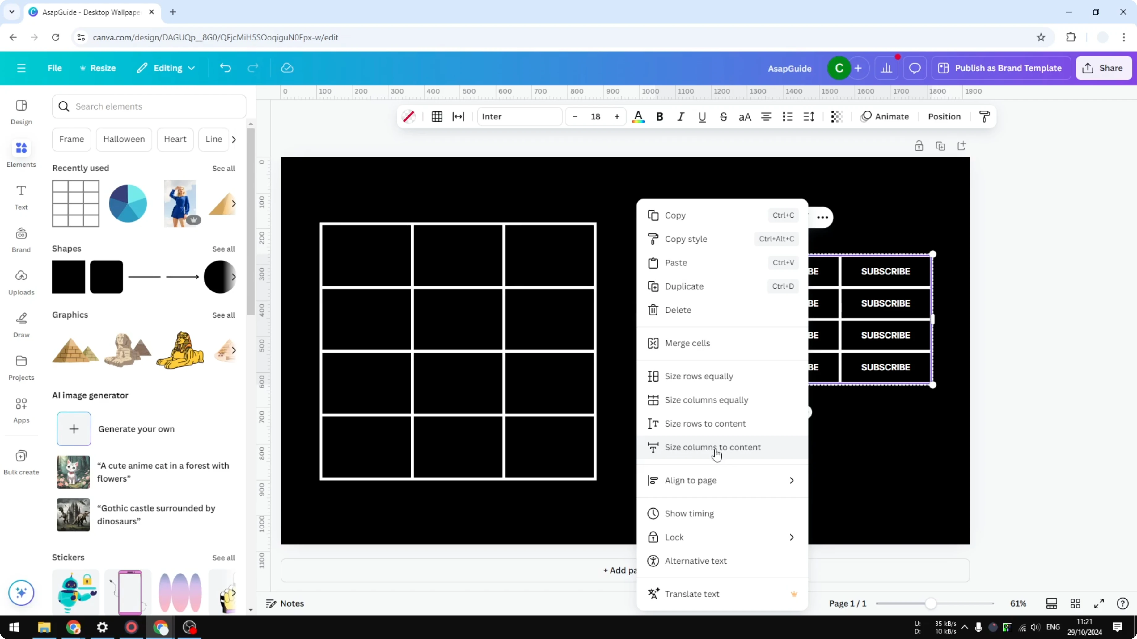 Screenshot from How to Make Rows Thinner in Canva Table at 75s