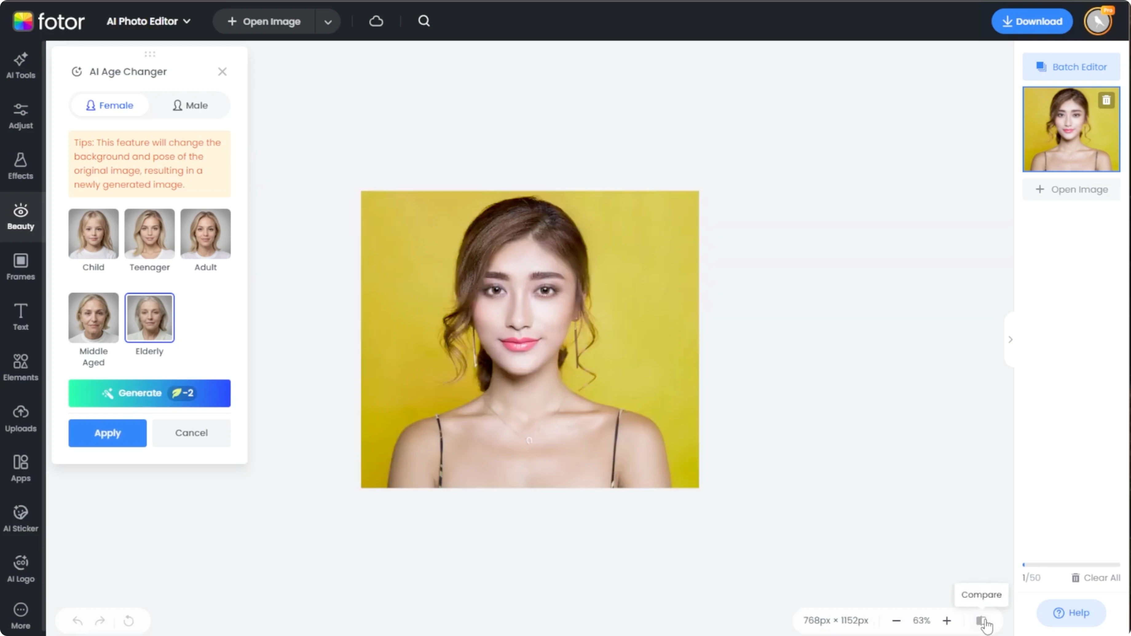 How to Make Someone Look Older or Younger Using AI? at 114s