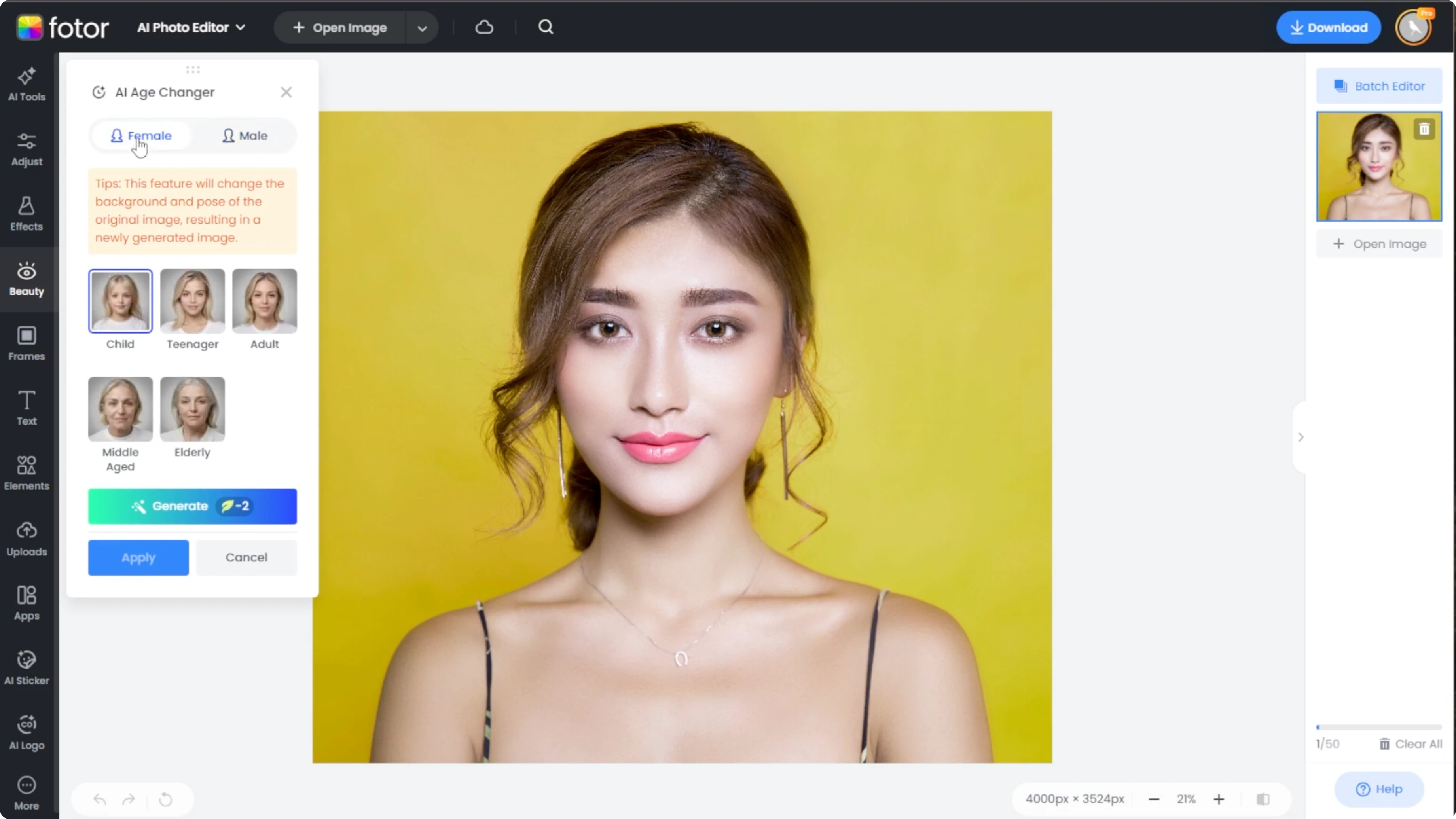 How to Make Someone Look Older or Younger Using AI? at 68s