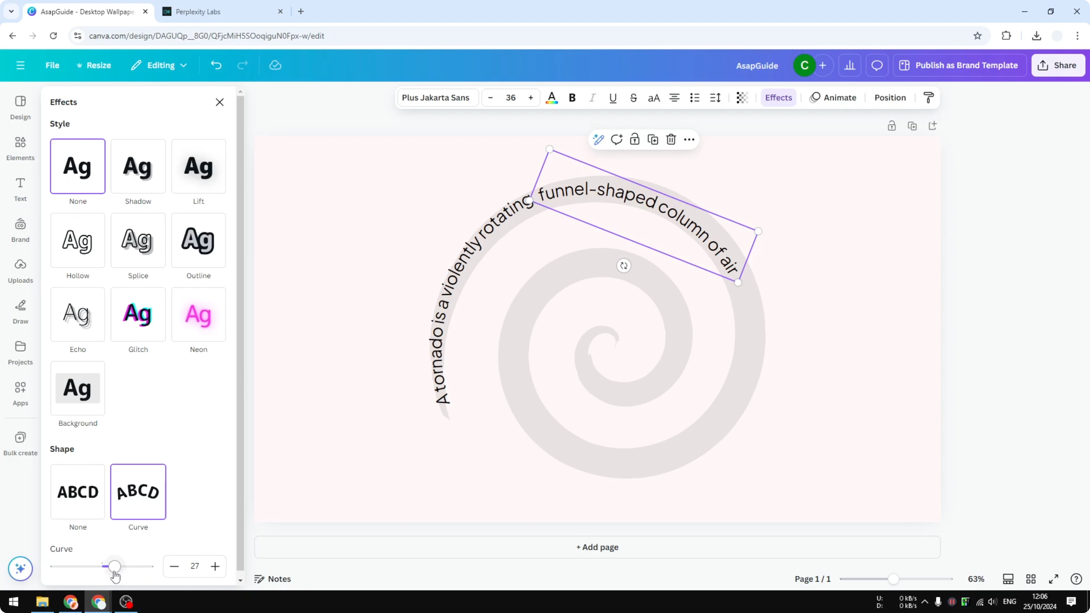 Screenshot from How to Make Spiral Text in Canva at 170s