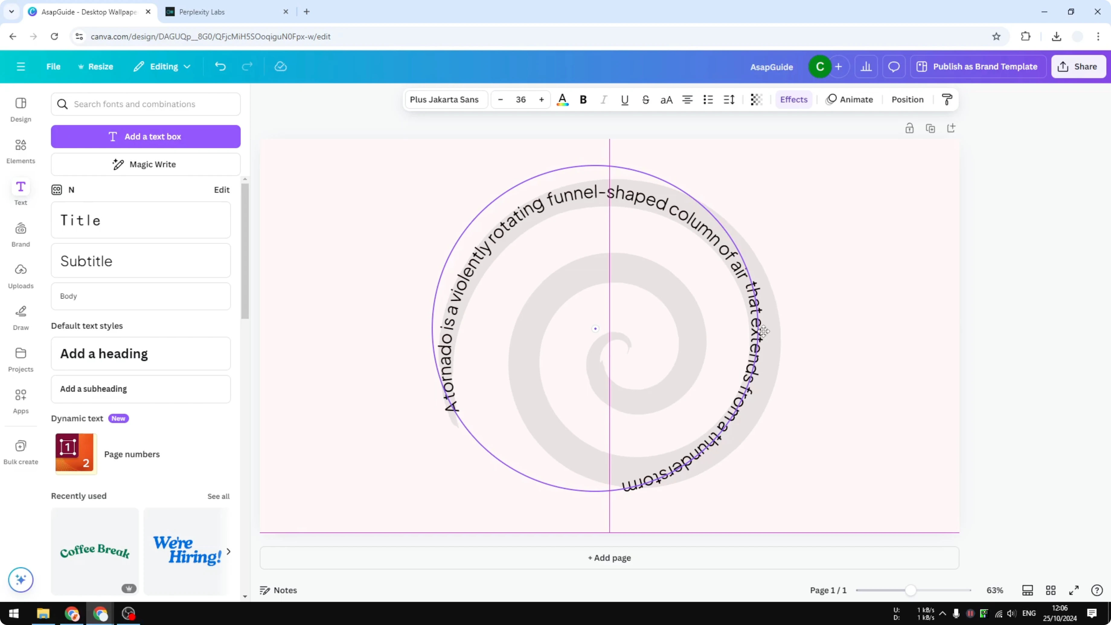 Screenshot from How to Make Spiral Text in Canva at 209s