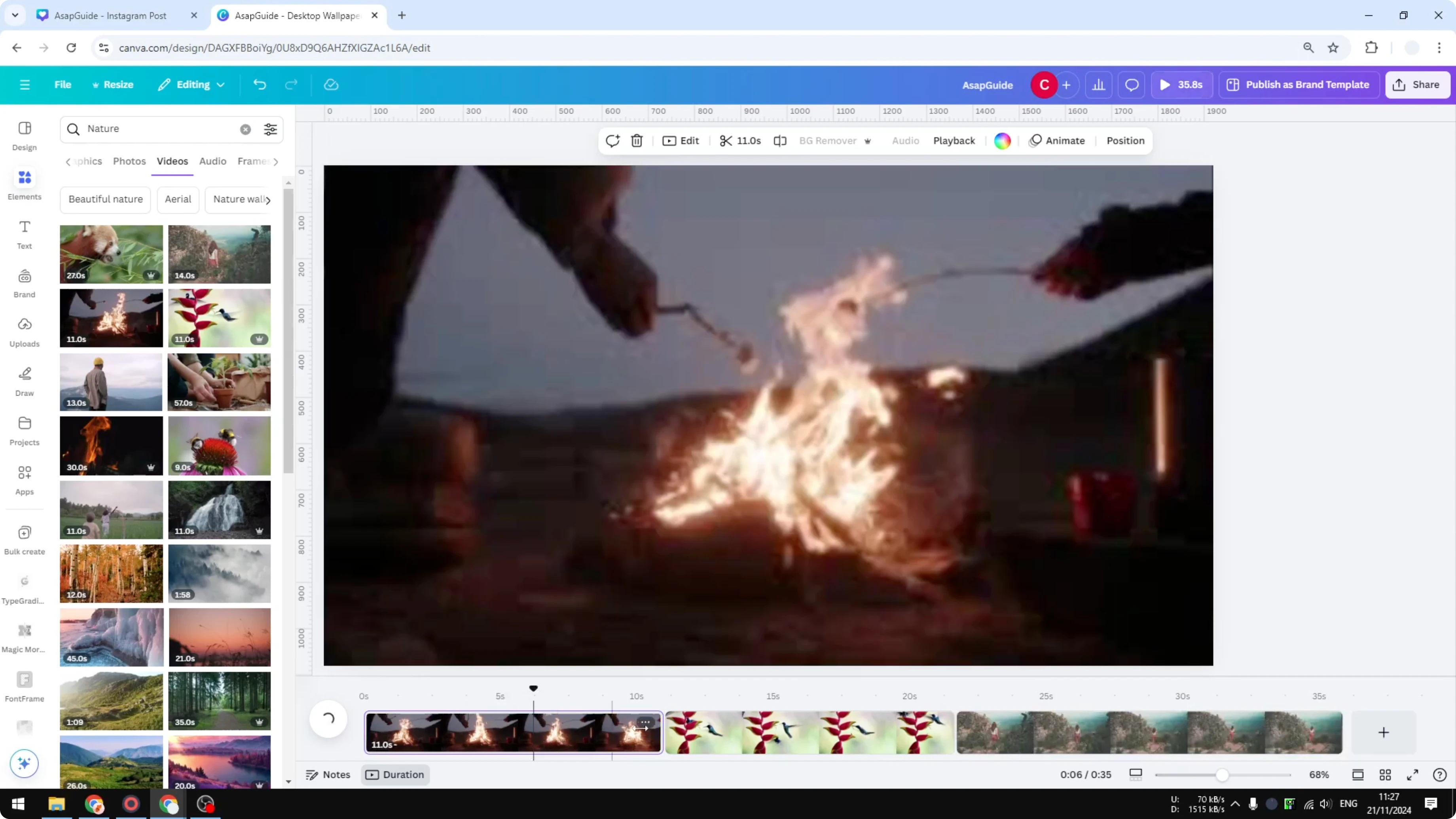 Screenshot from How to Merge Multiple Videos into One Using Canva at 68s