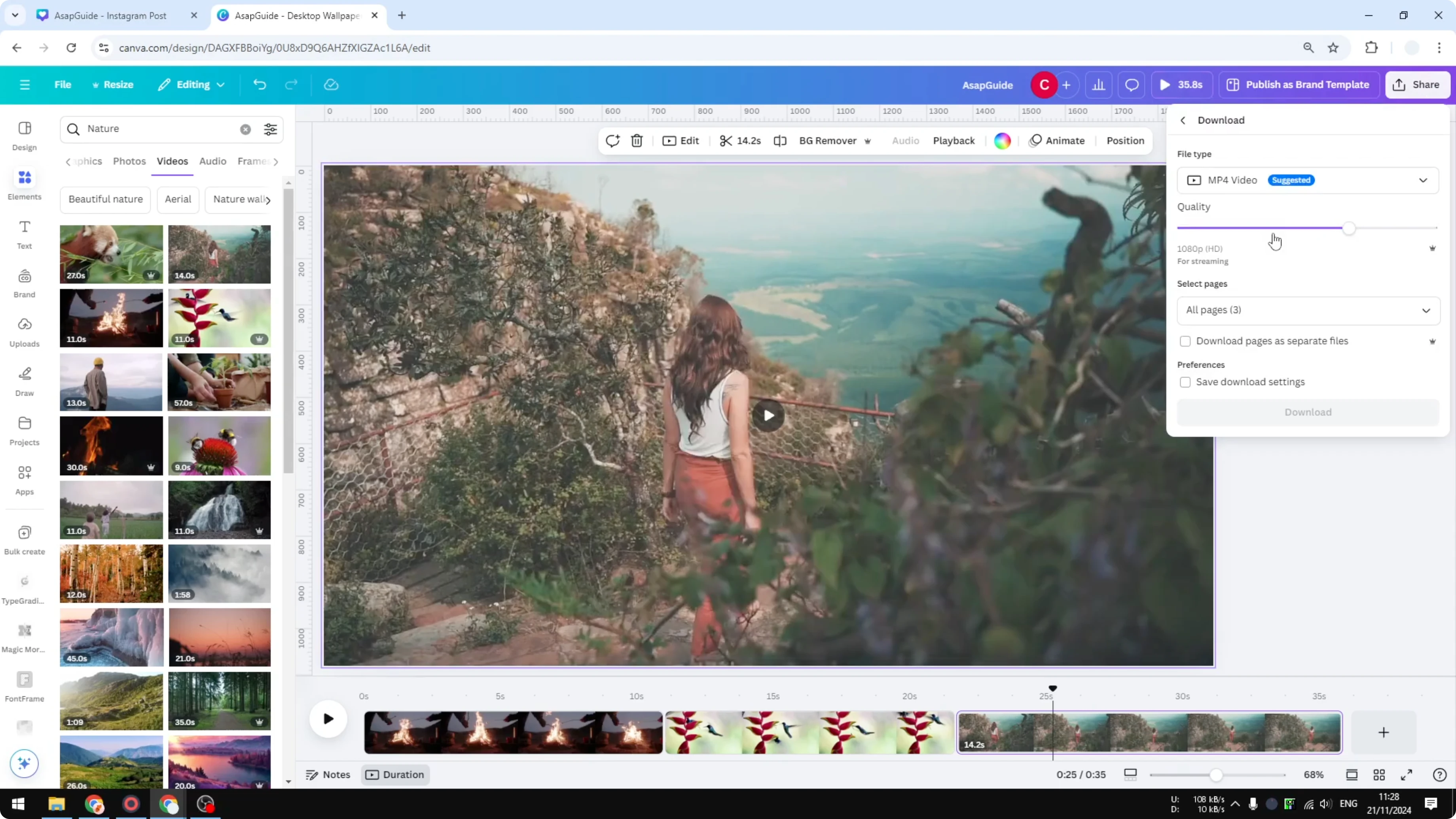 Screenshot from How to Merge Multiple Videos into One Using Canva at 77s