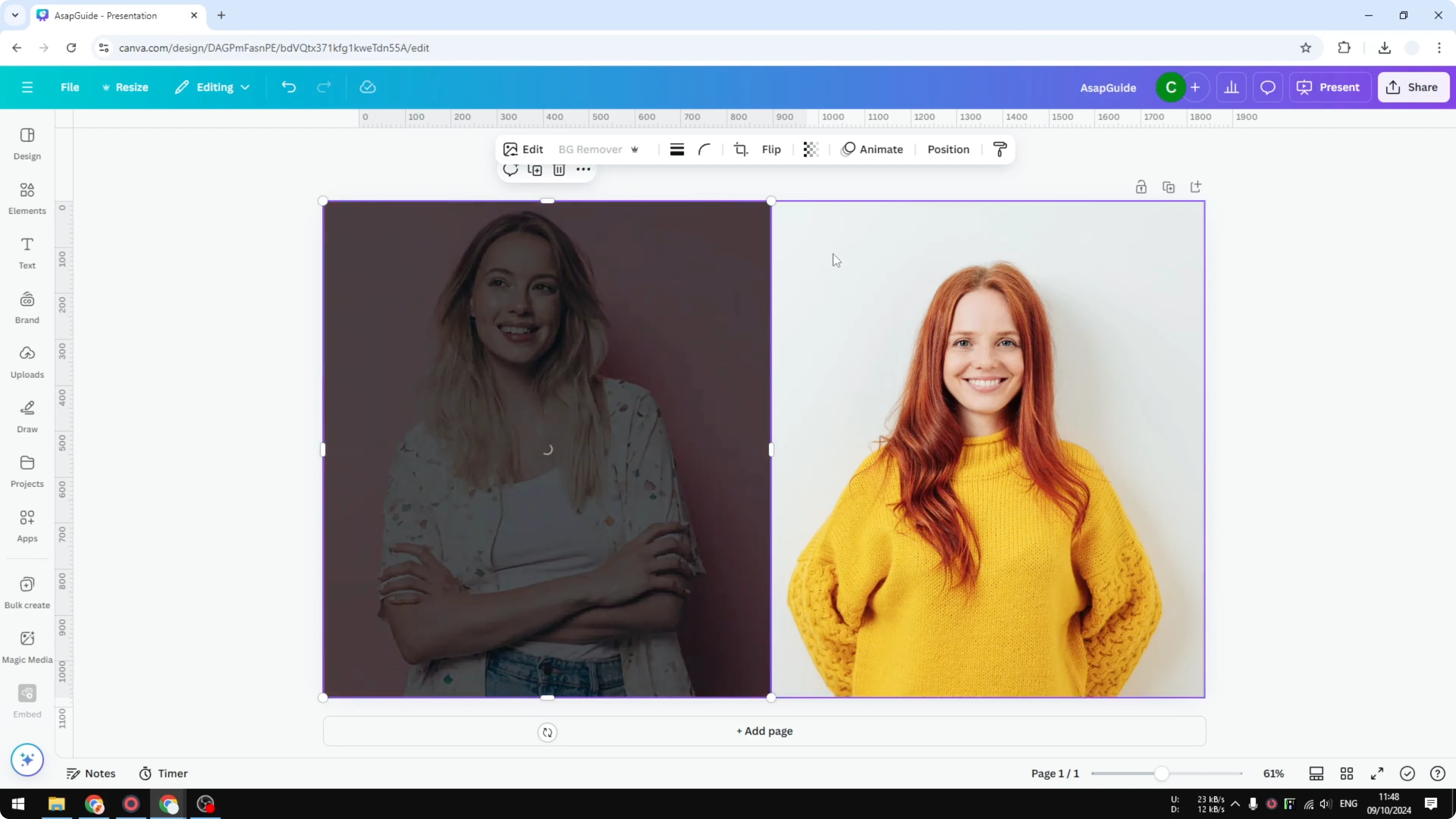 Screenshot from How to Merge Two Images in Canva at 175s