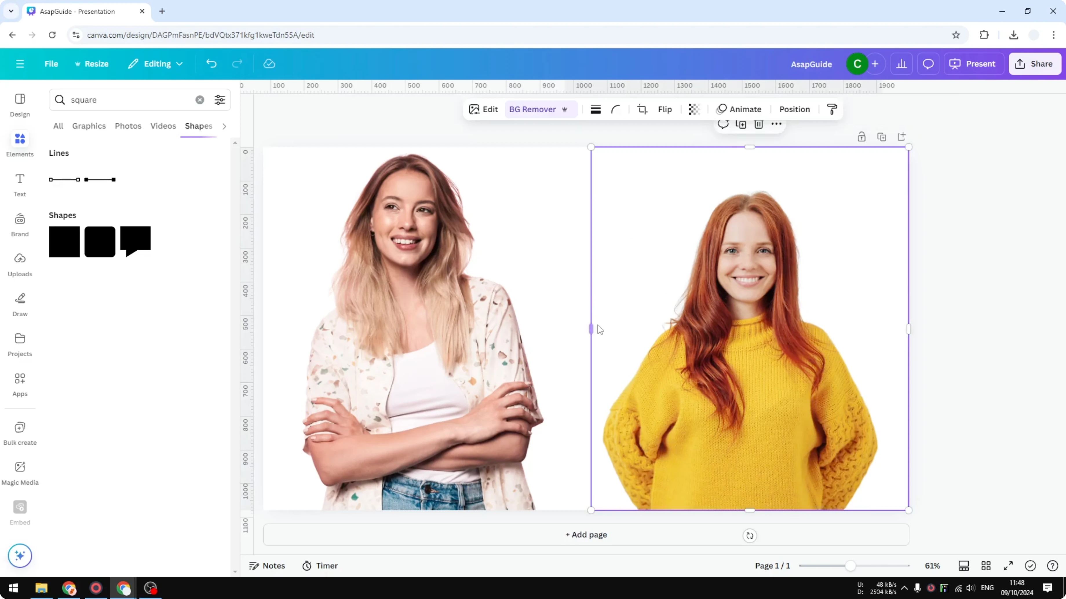 Screenshot from How to Merge Two Images in Canva at 190s