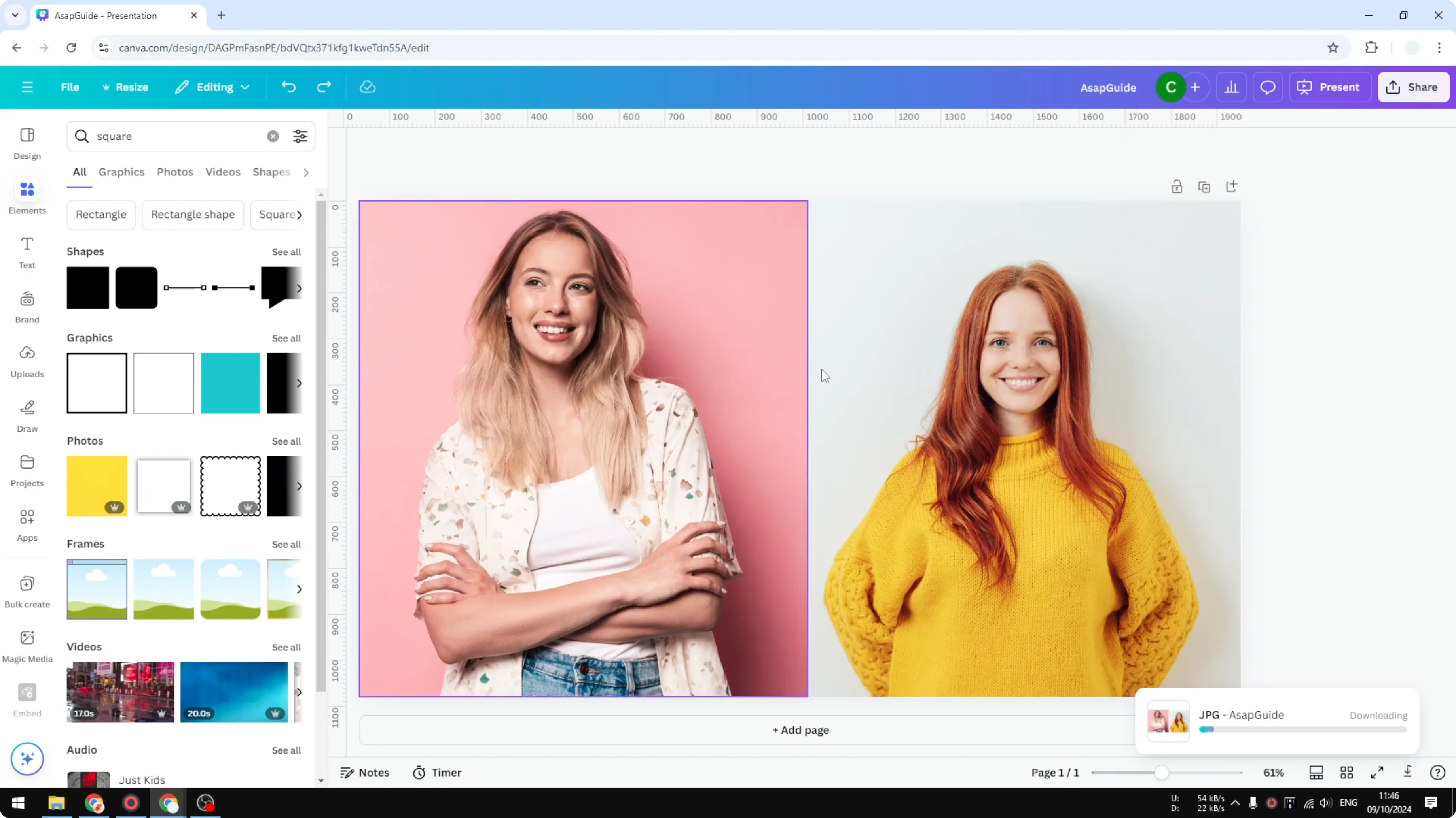 Screenshot from How to Merge Two Images in Canva at 45s