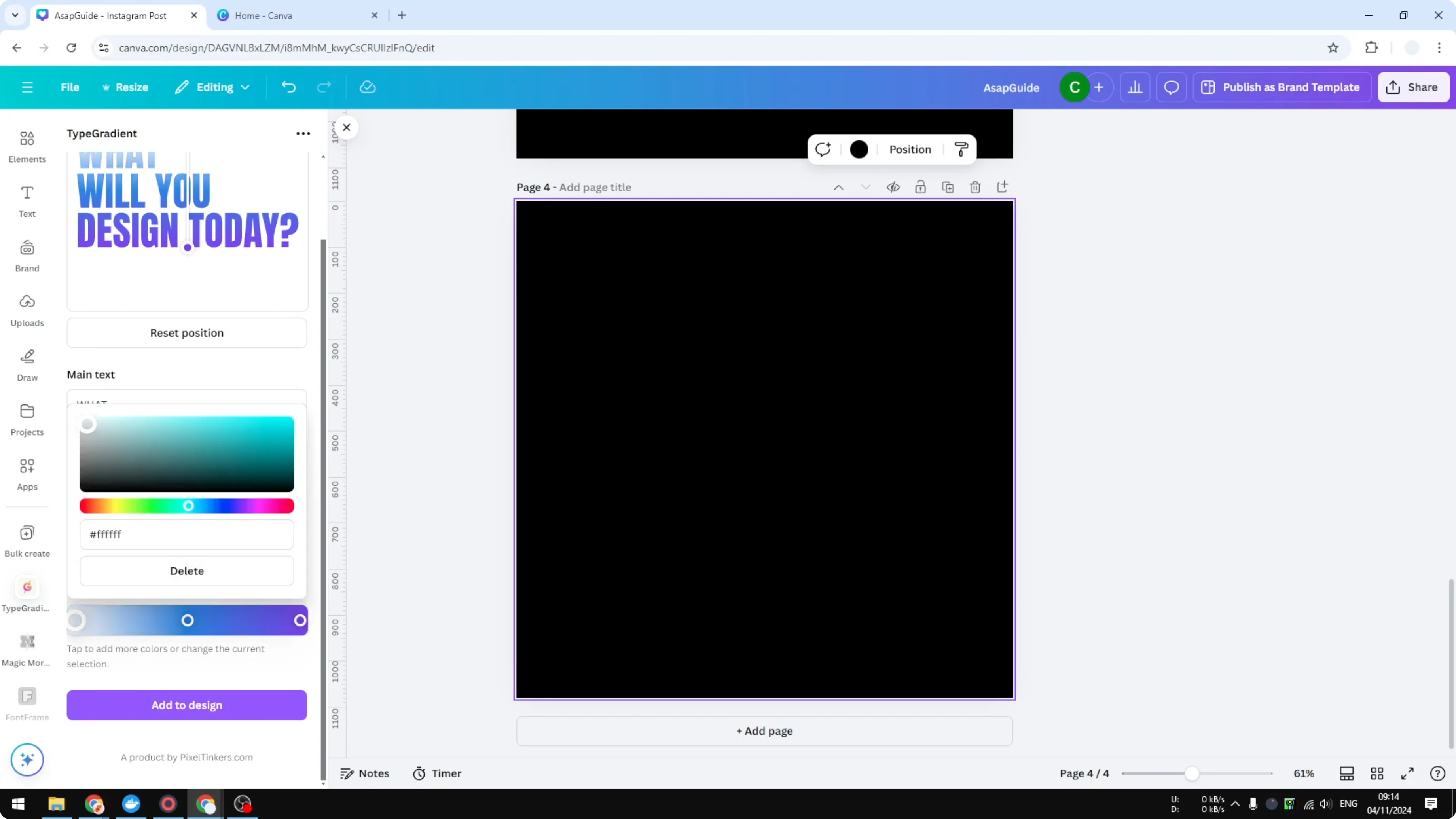 Screenshot from How to Get Metallic Colors in Canva at 264s