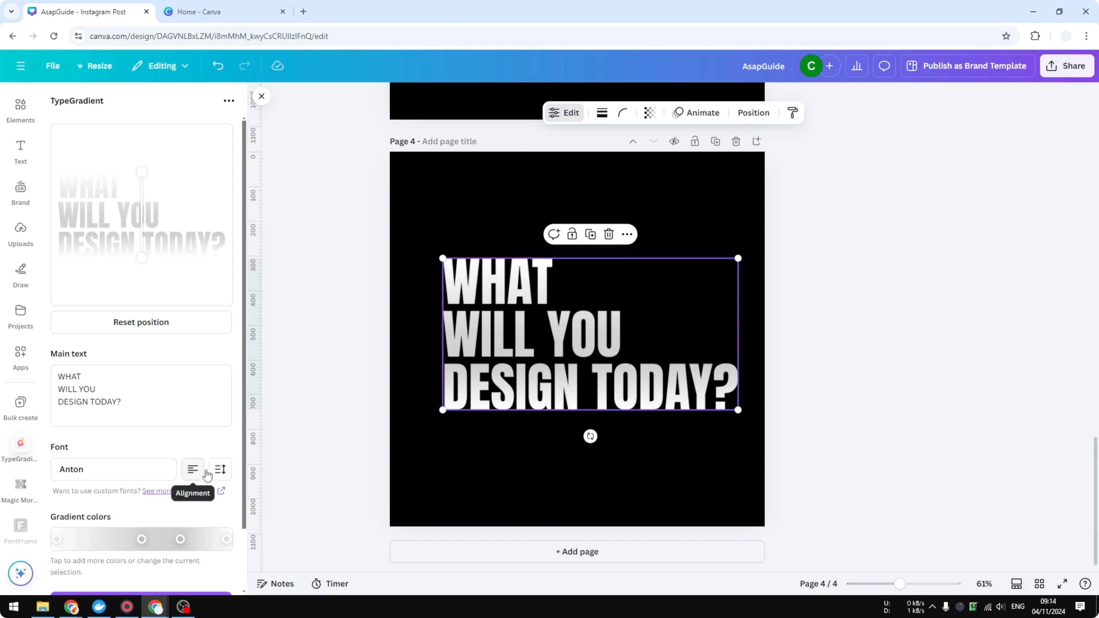 Screenshot from How to Get Metallic Colors in Canva at 289s