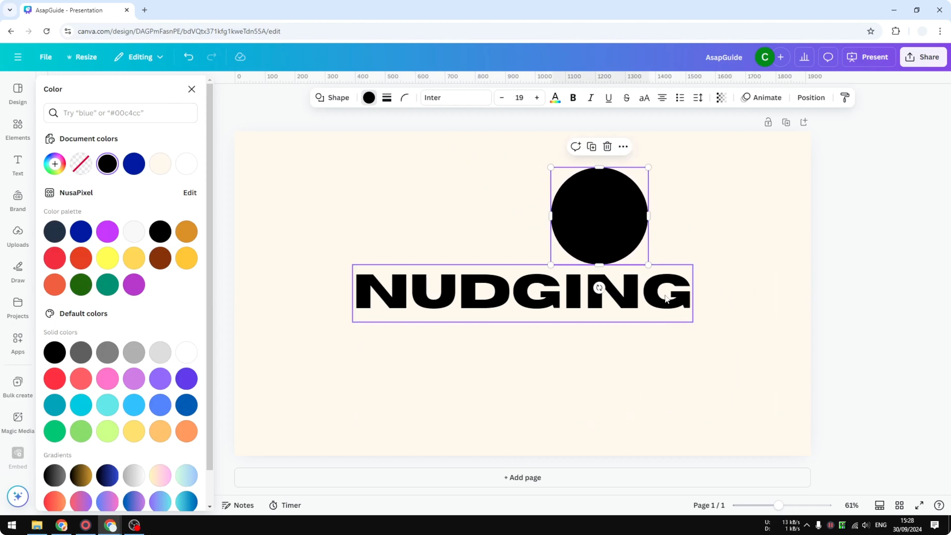 Screenshot from How to Nudge Objects in Canva at 115s