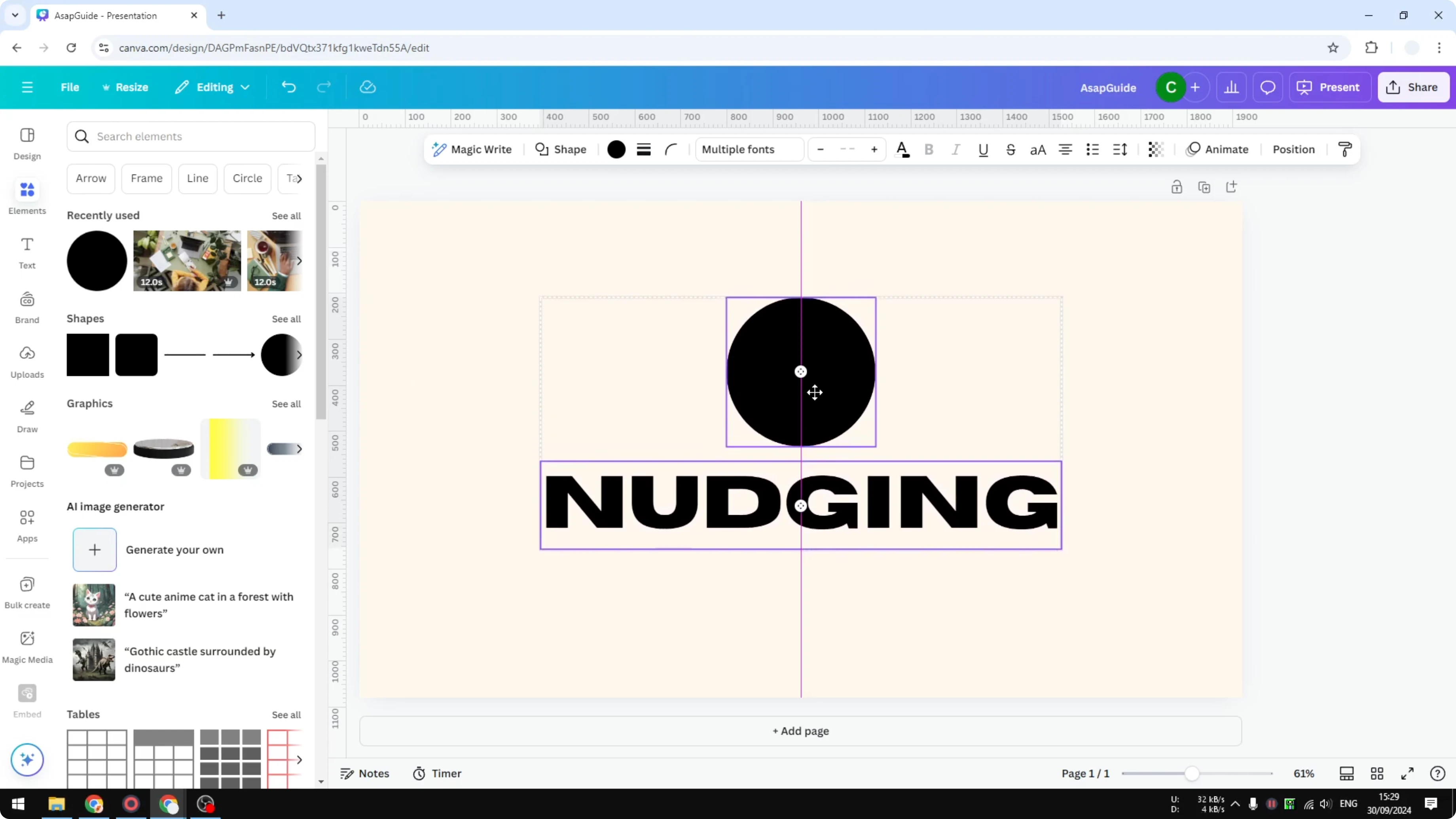 Screenshot from How to Nudge Objects in Canva at 150s