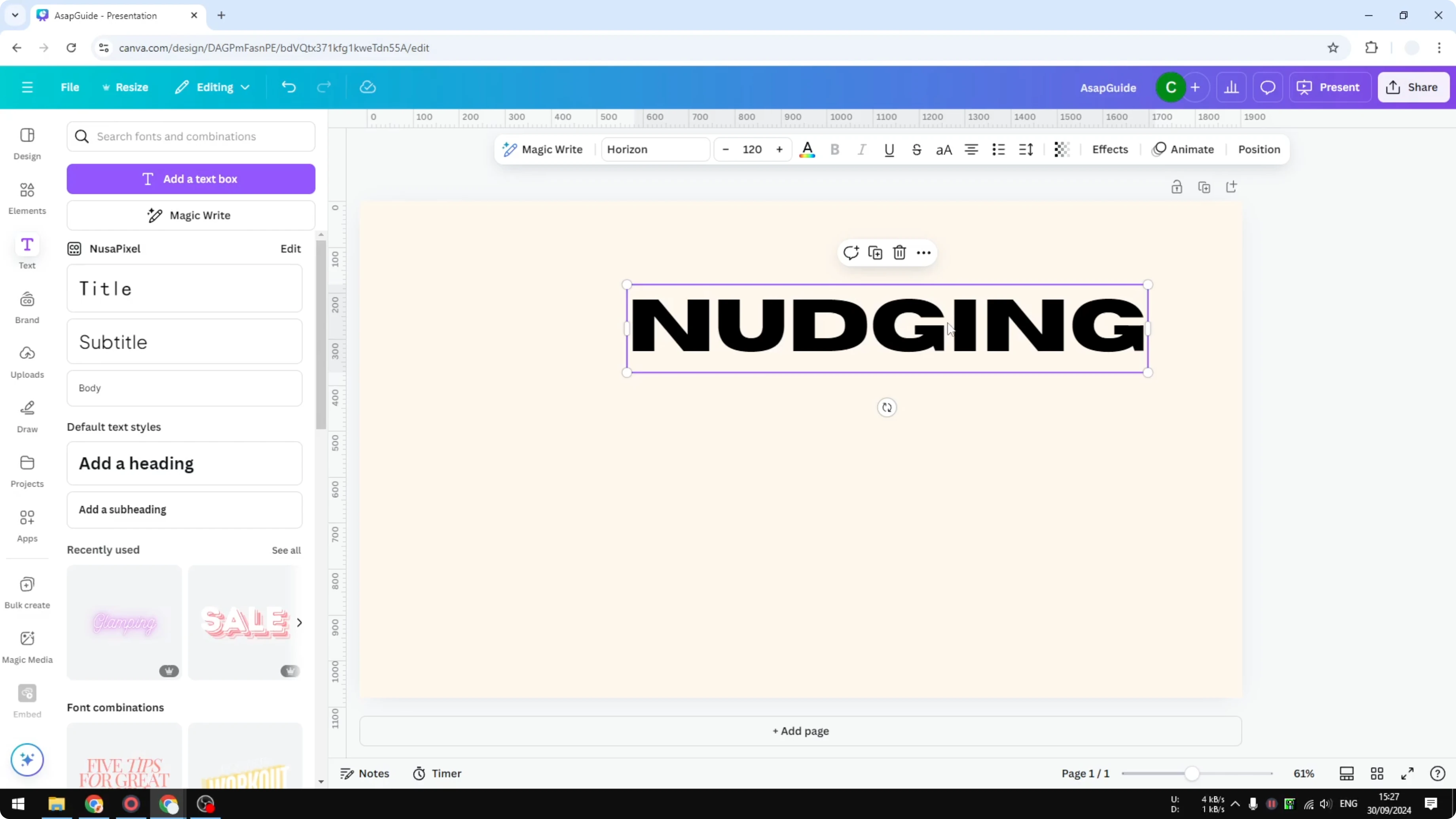 Screenshot from How to Nudge Objects in Canva at 47s