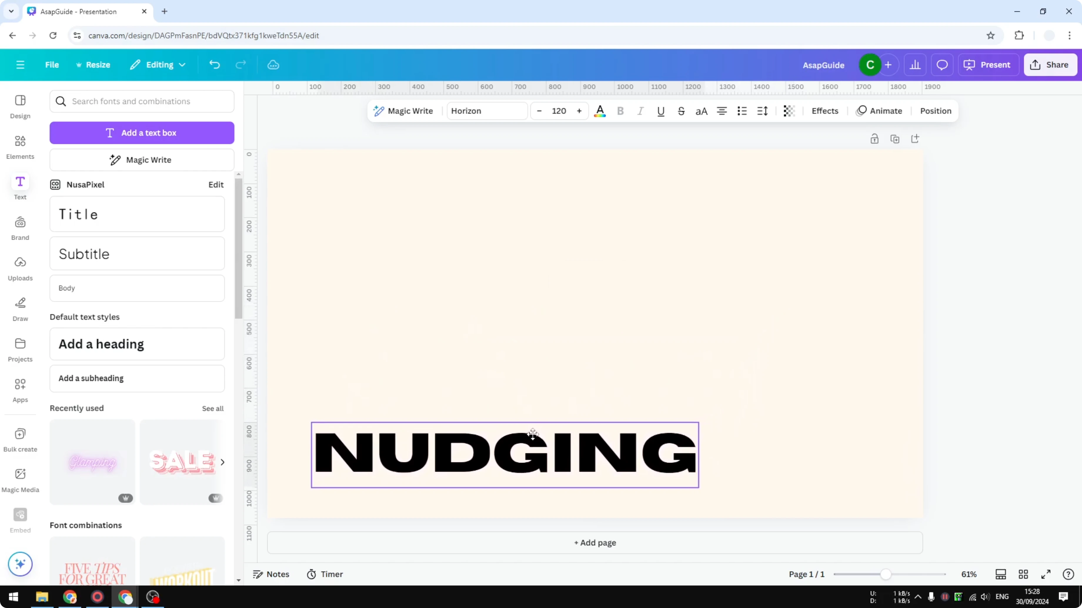 Screenshot from How to Nudge Objects in Canva at 78s