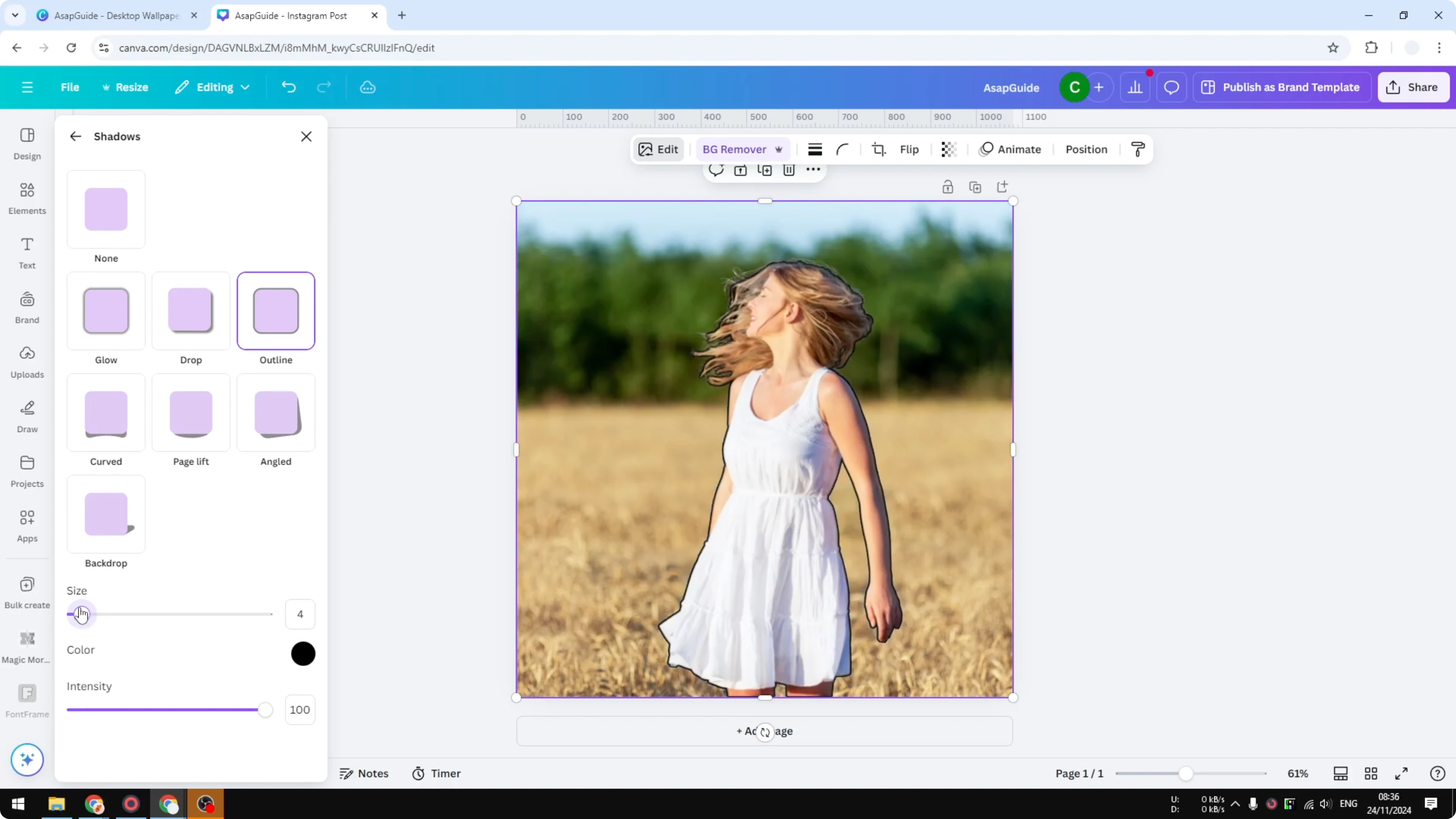 Screenshot from How to Outline an Image in Canva at 125s