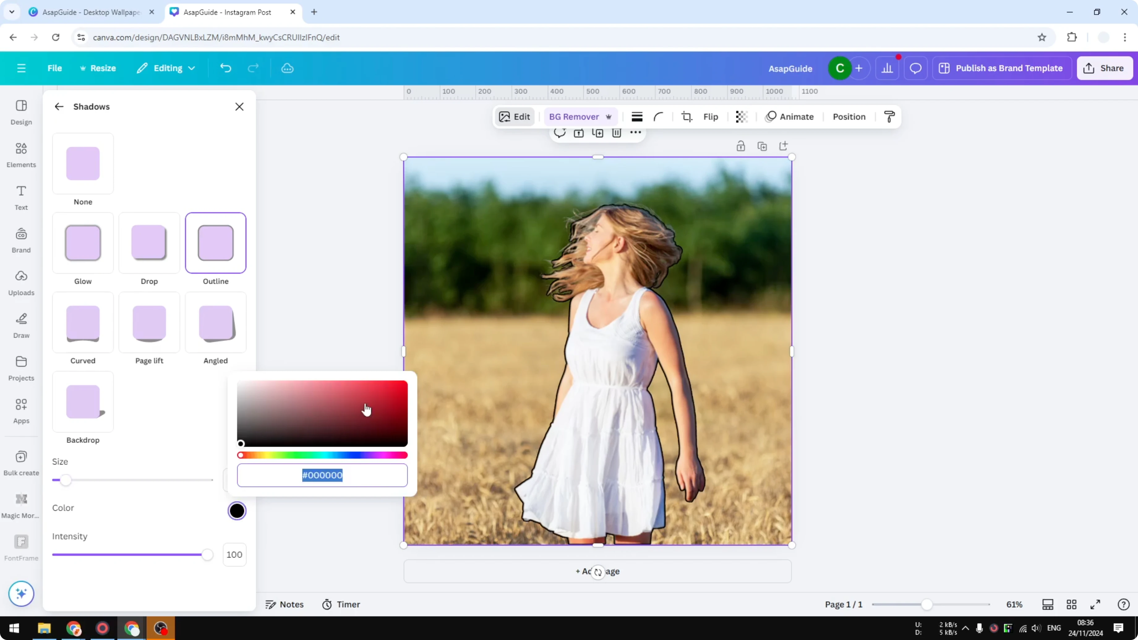 Screenshot from How to Outline an Image in Canva at 130s