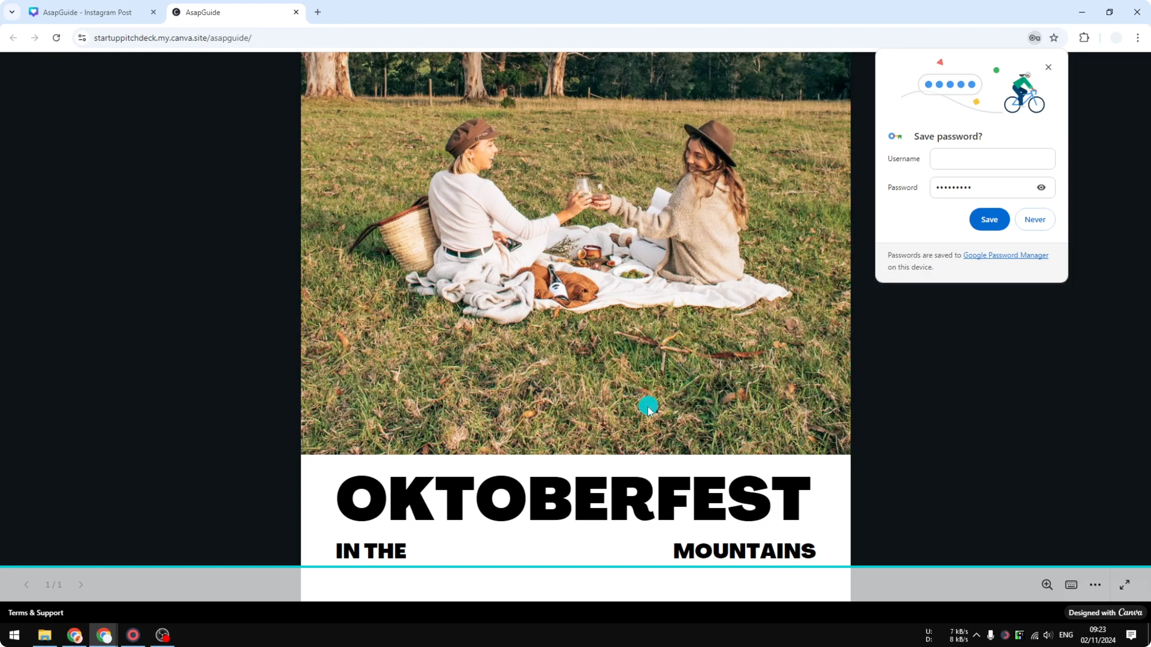 Screenshot from How to Password Protect Your Canva Website at 100s