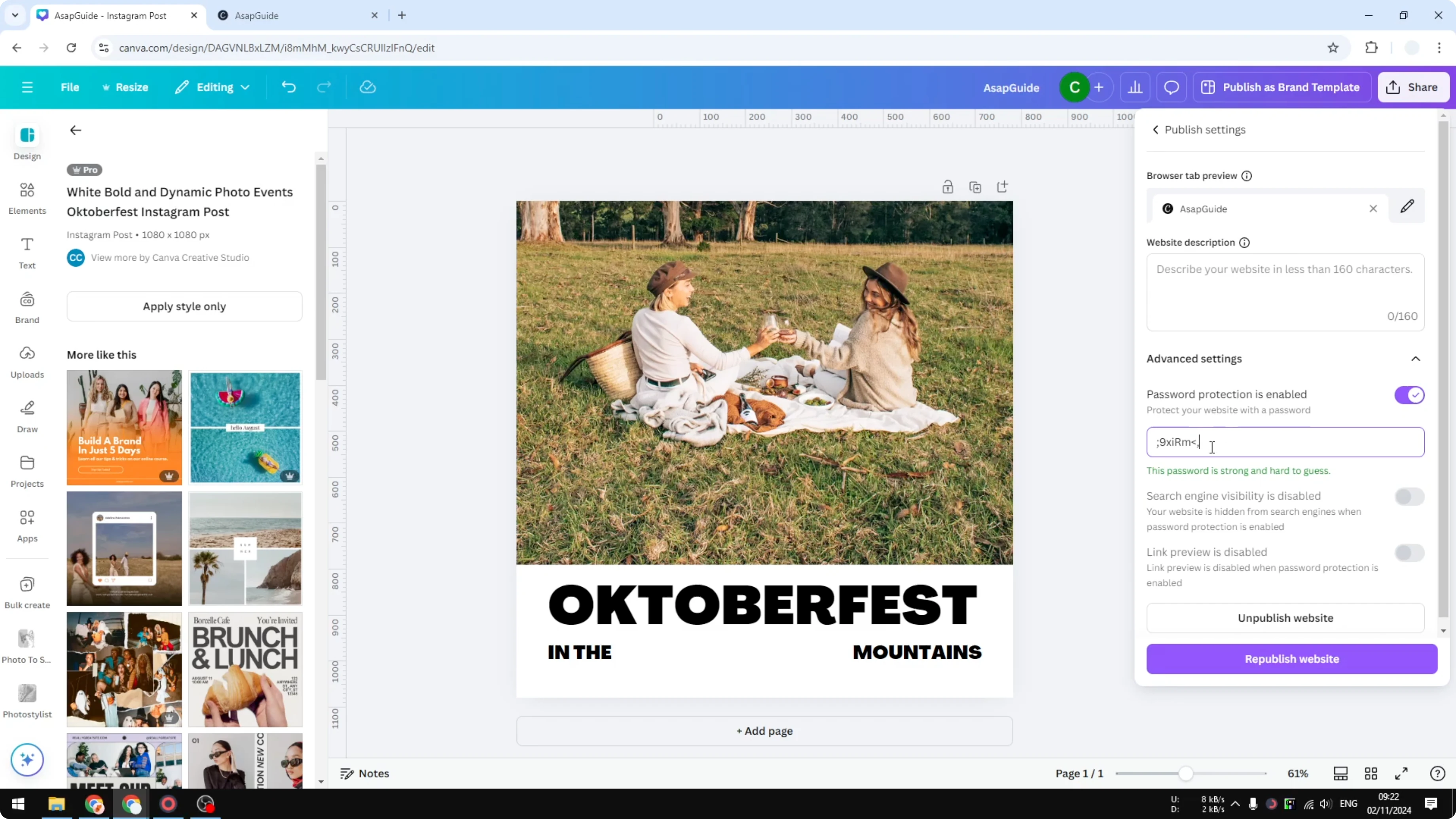 Screenshot from How to Password Protect Your Canva Website at 47s