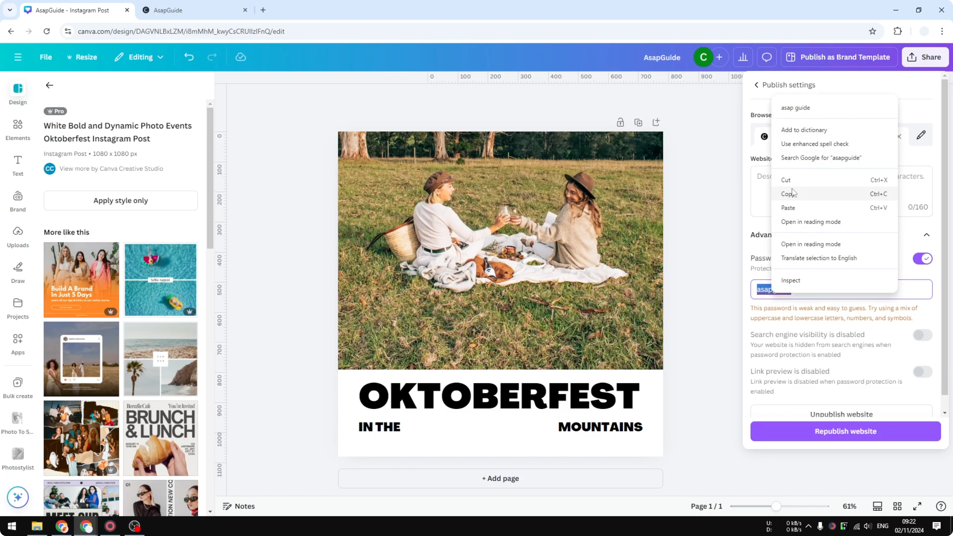 Screenshot from How to Password Protect Your Canva Website at 55s
