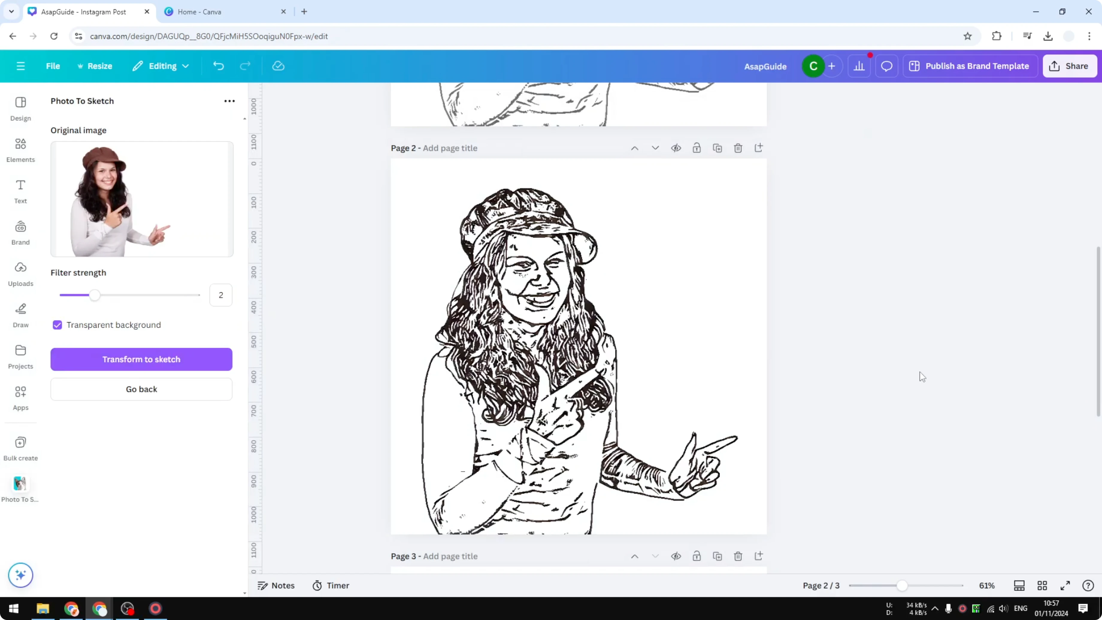 Screenshot from How to Create a Pencil Sketch Effect in Canva at 144s