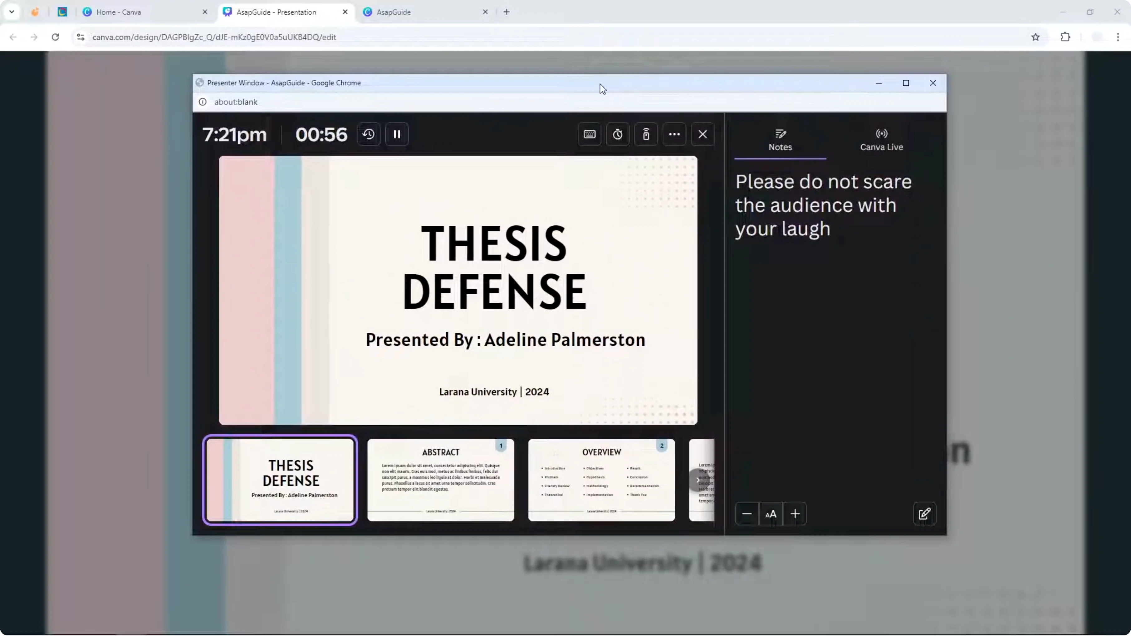 Screenshot from How to Present Canva Presentation with Notes at 103s