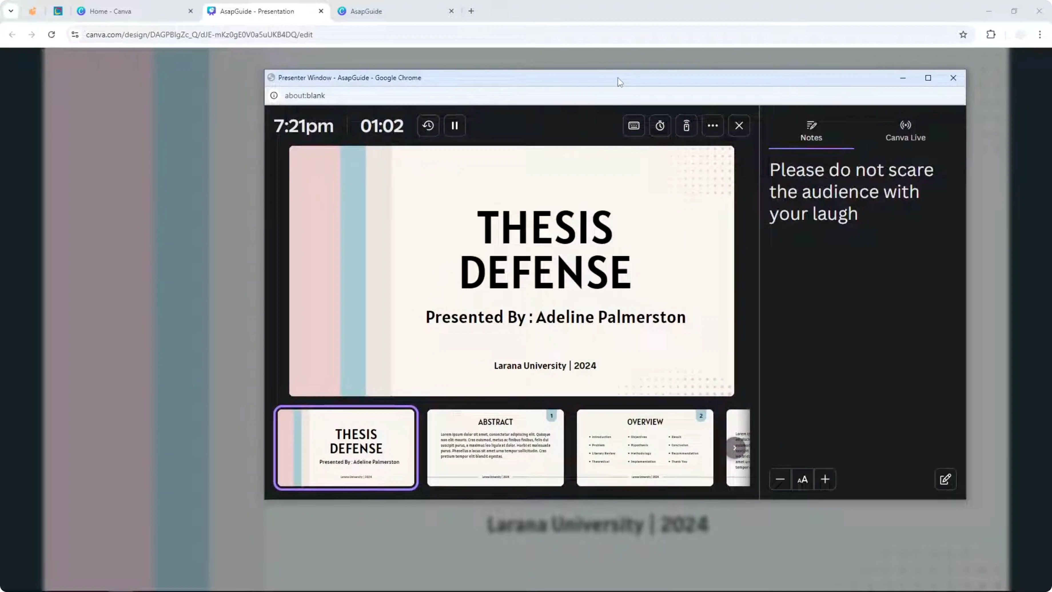 Screenshot from How to Present Canva Presentation with Notes at 110s