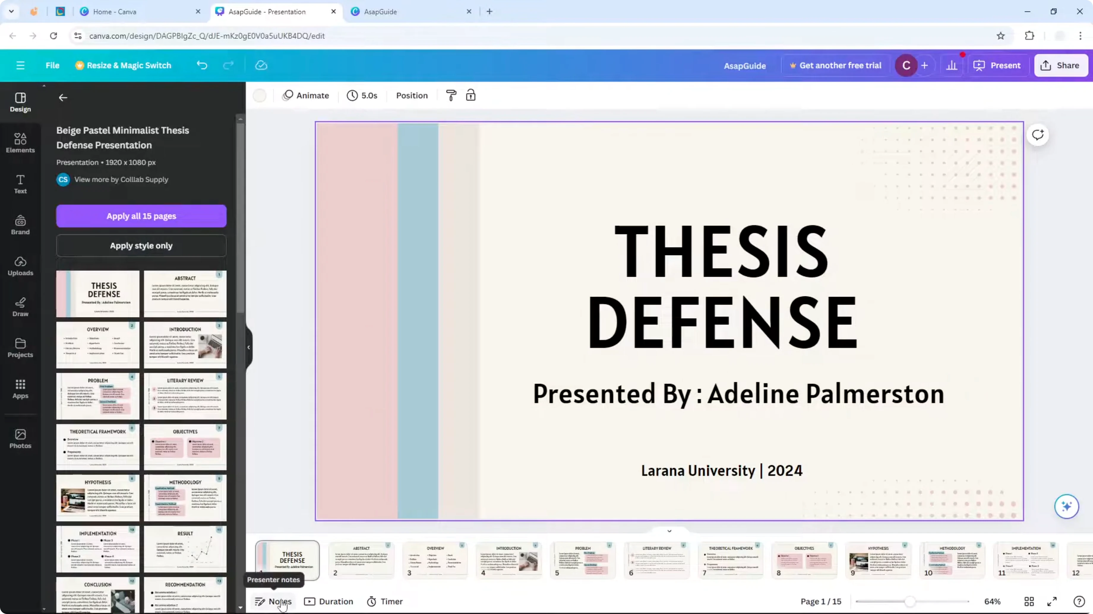 Screenshot from How to Present Canva Presentation with Notes at 132s