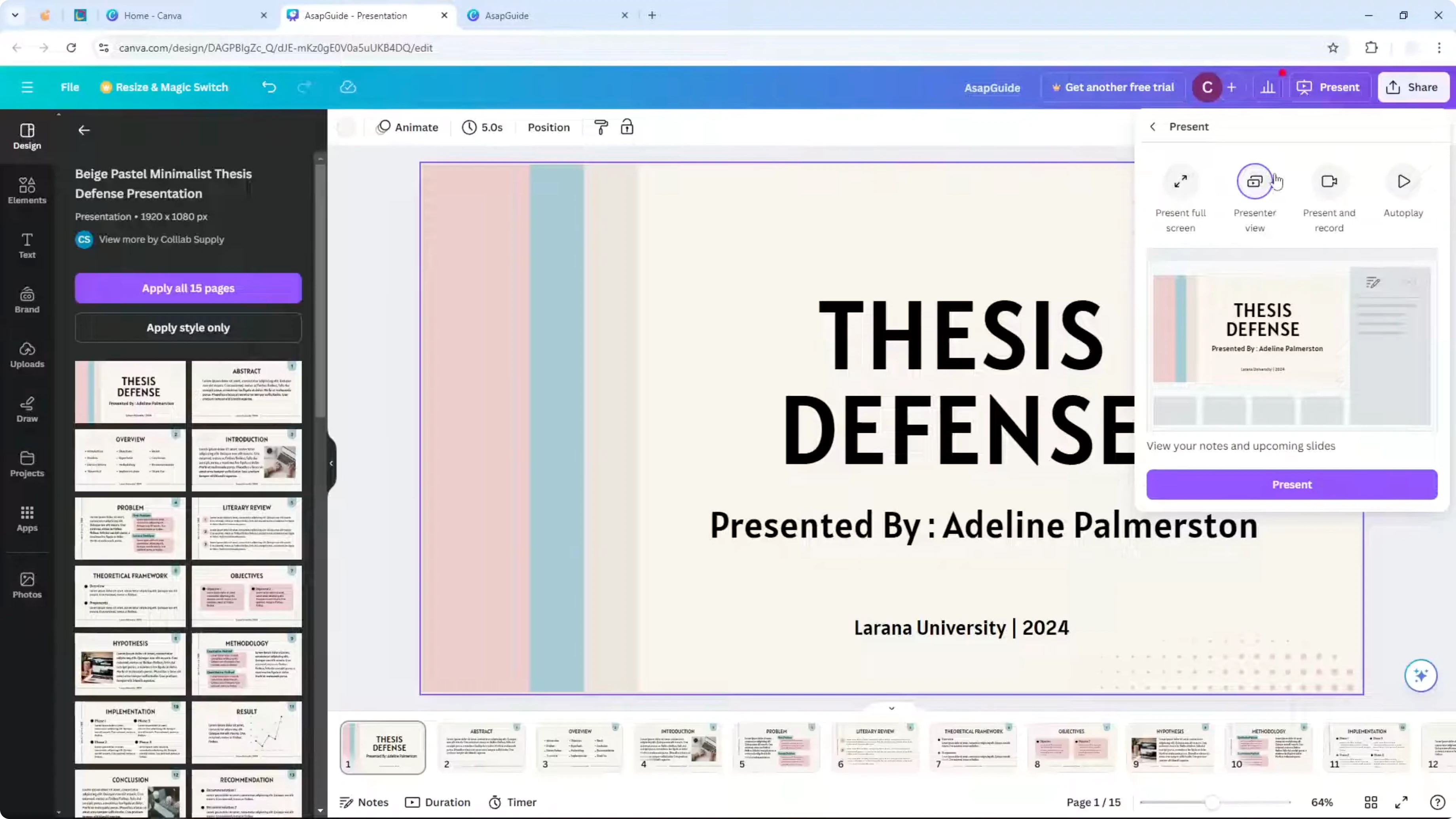 Screenshot from How to Present Canva Presentation with Notes at 42s
