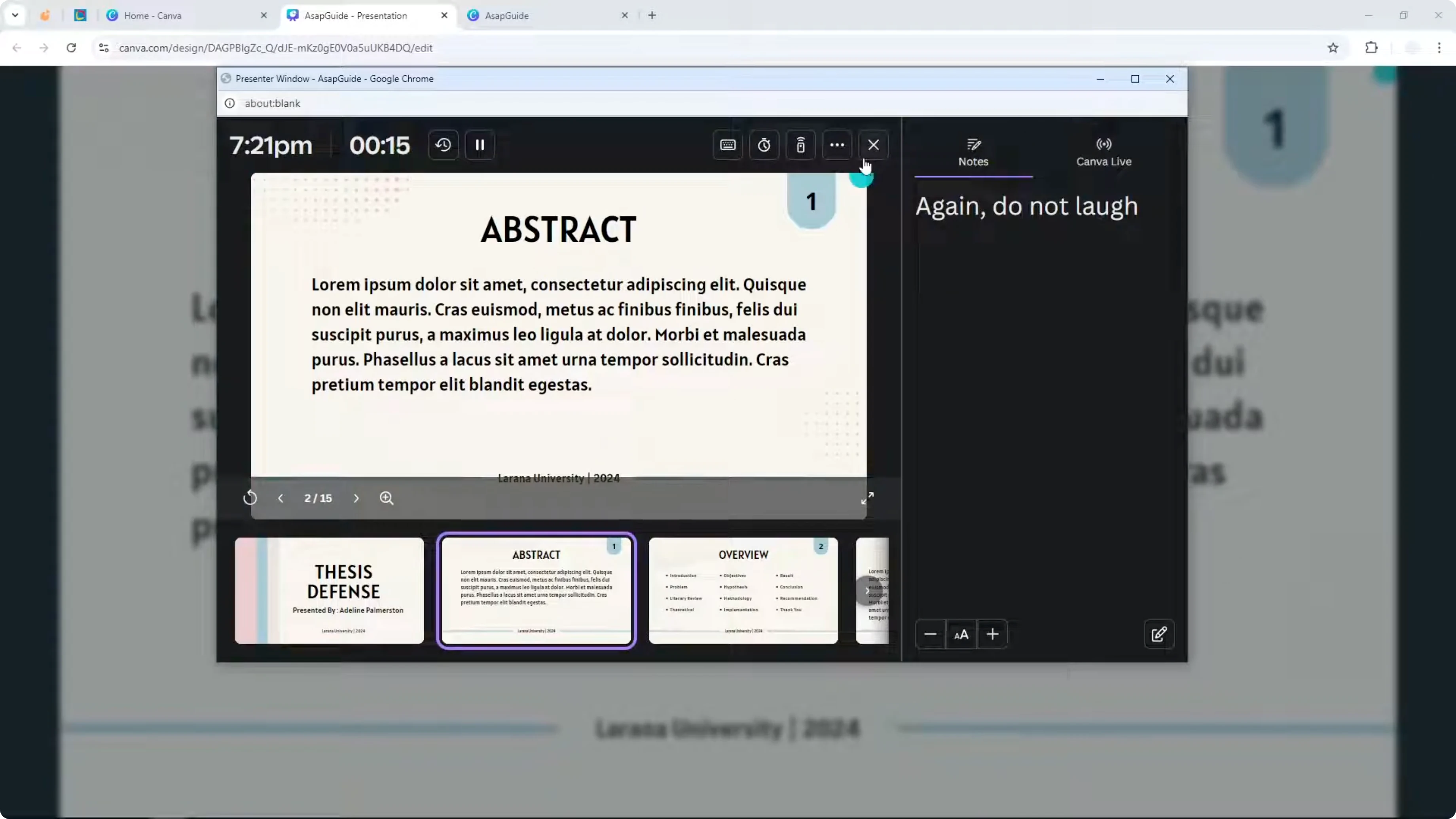 Screenshot from How to Present Canva Presentation with Notes at 63s