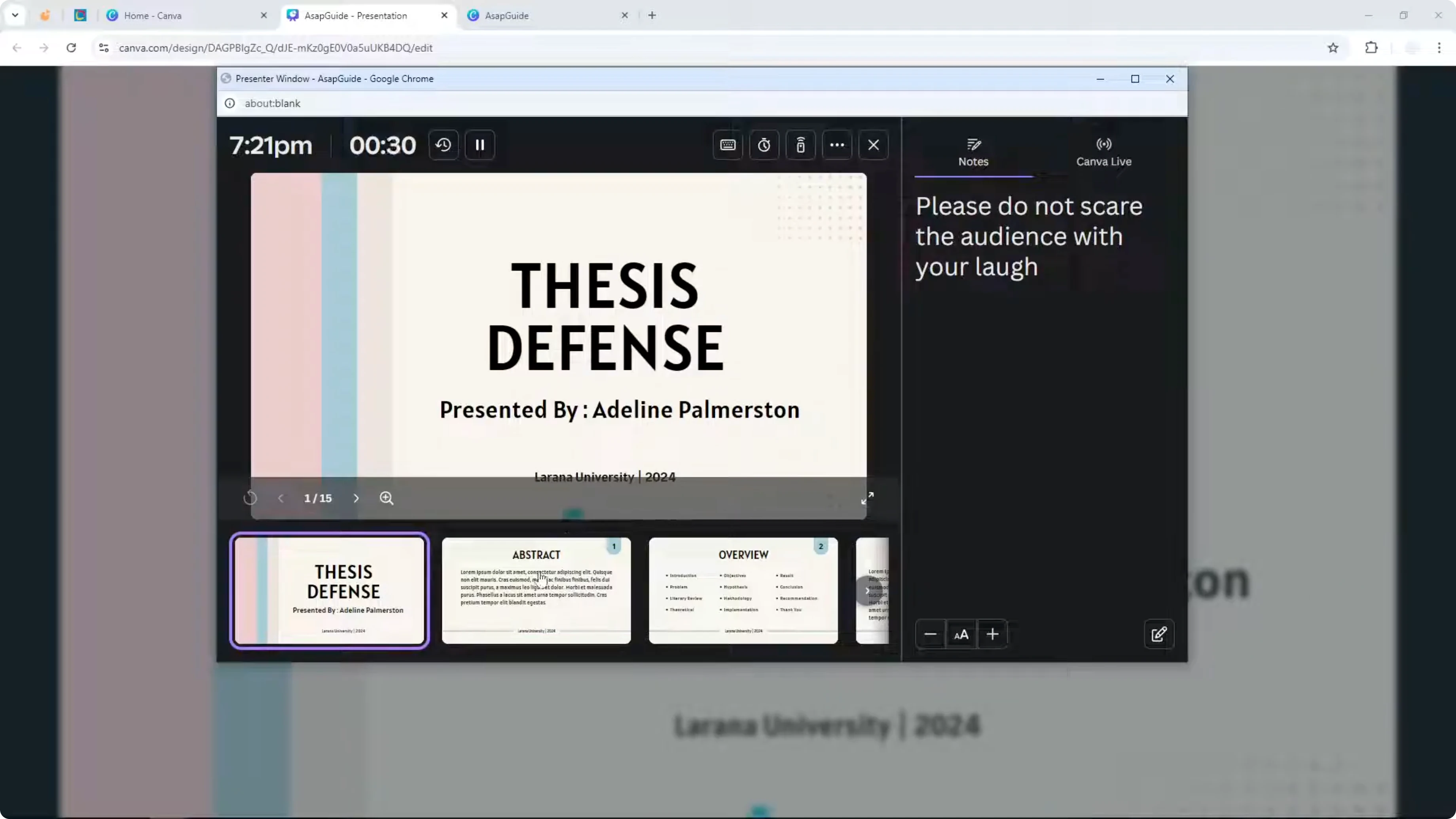 Screenshot from How to Present Canva Presentation with Notes at 78s