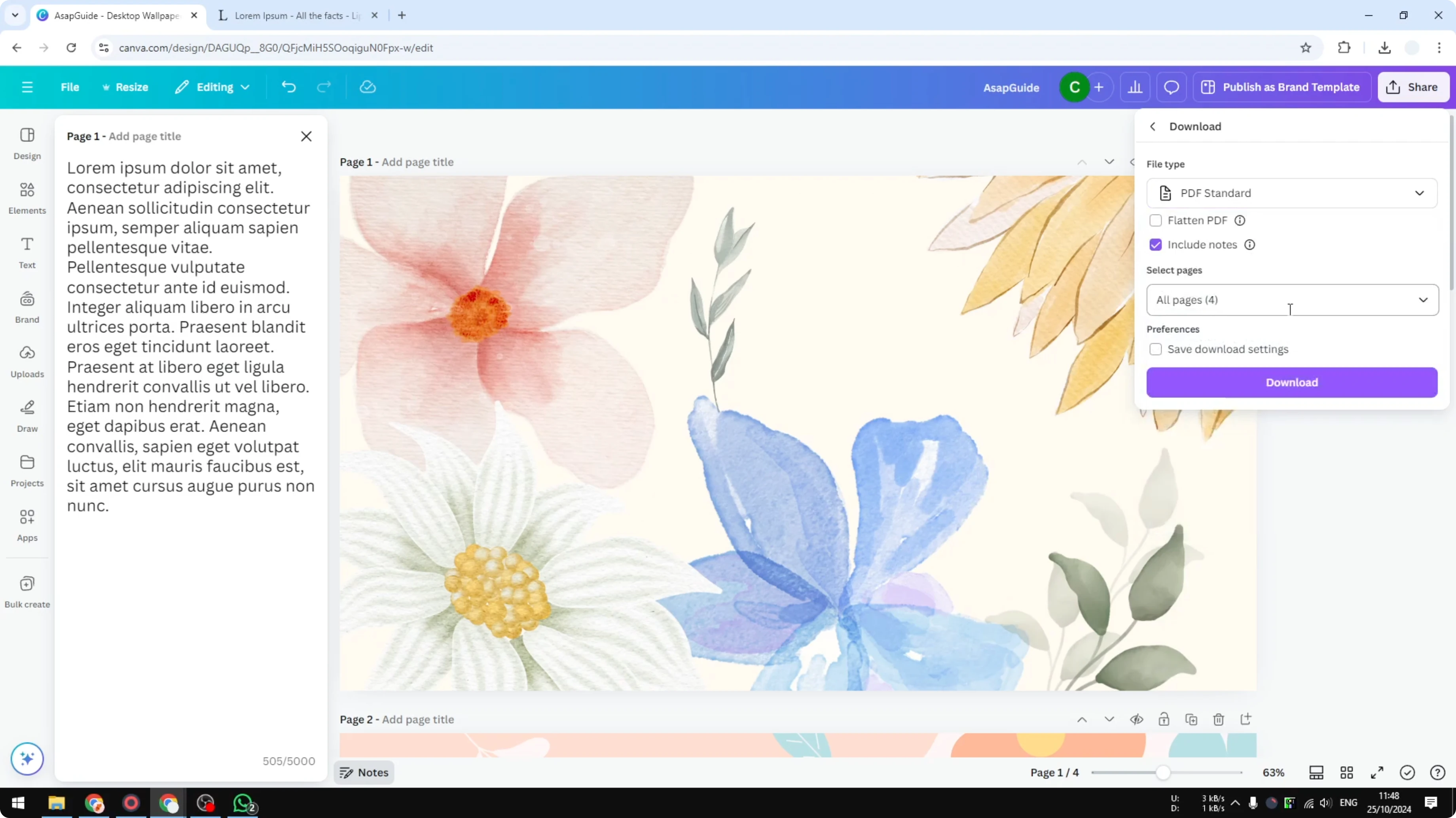 Screenshot from How to Print Canva Presentation with Notes at 49s