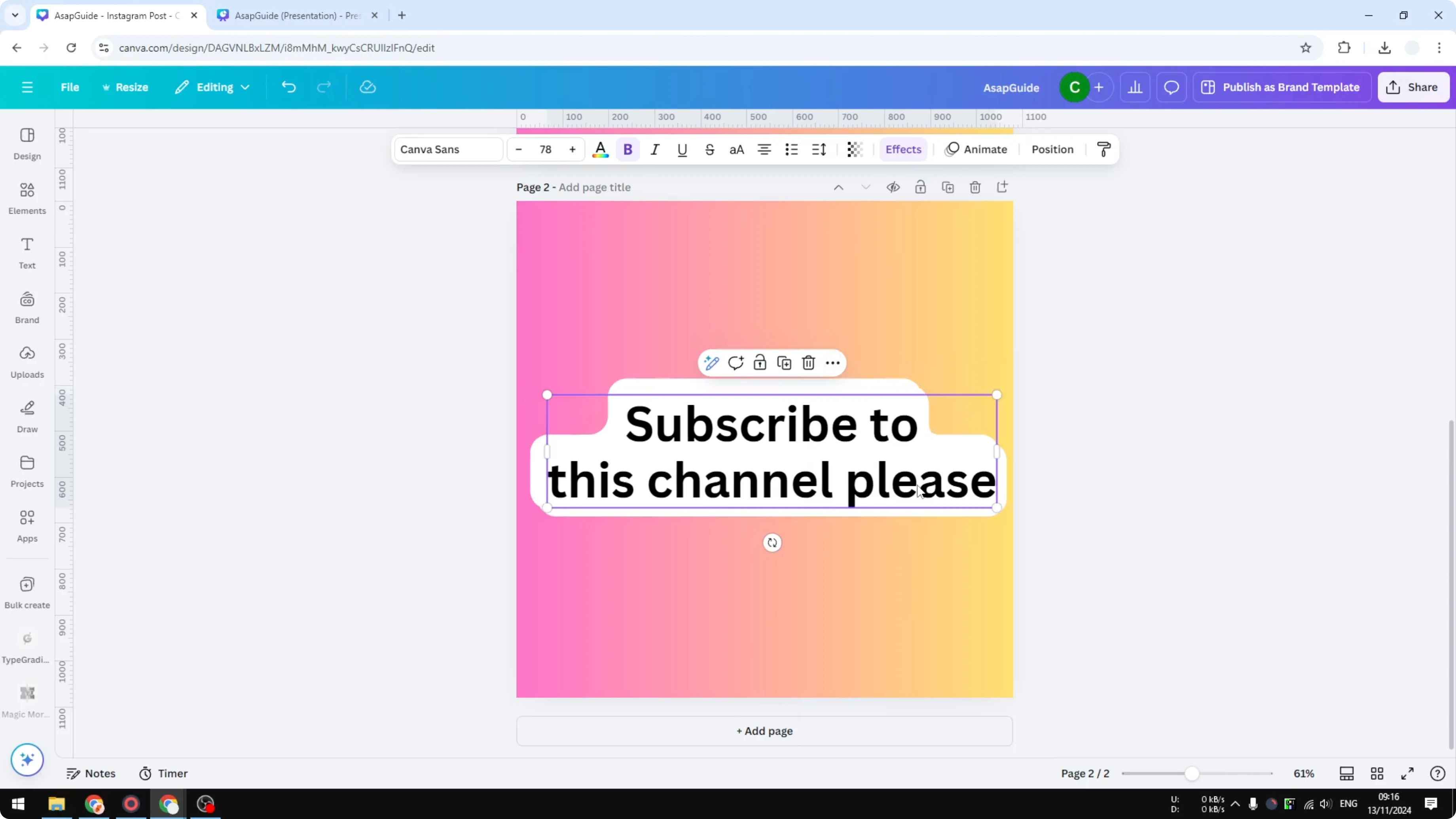 Screenshot from How to Put Border Around Text in Canva at 110s