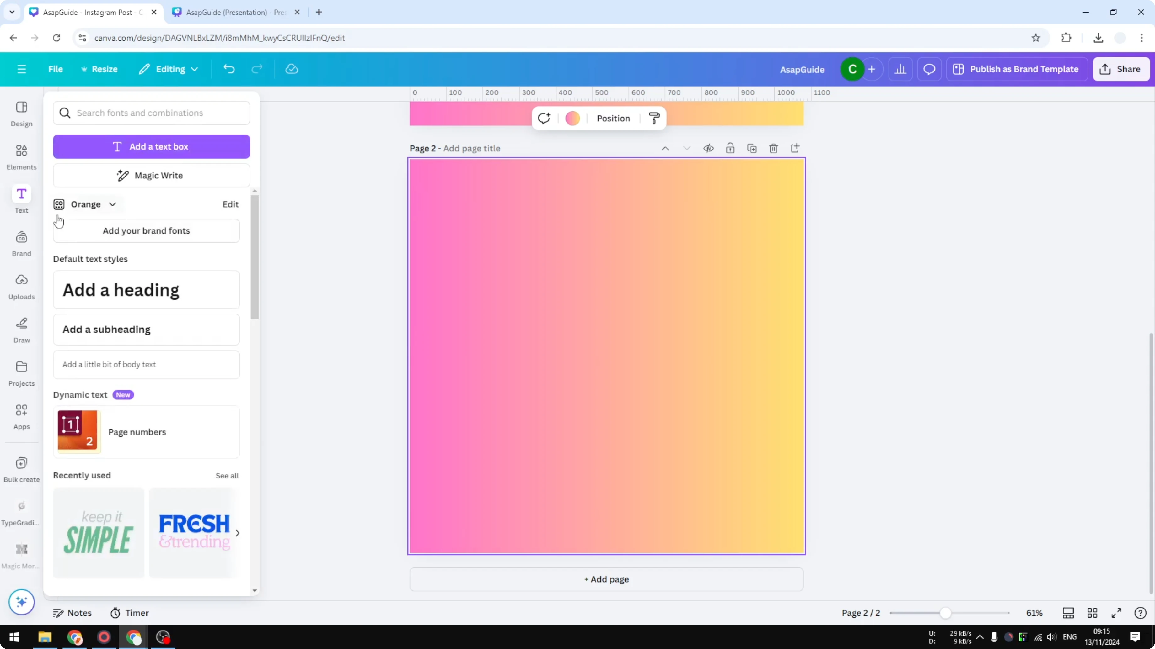 Screenshot from How to Put Border Around Text in Canva at 35s
