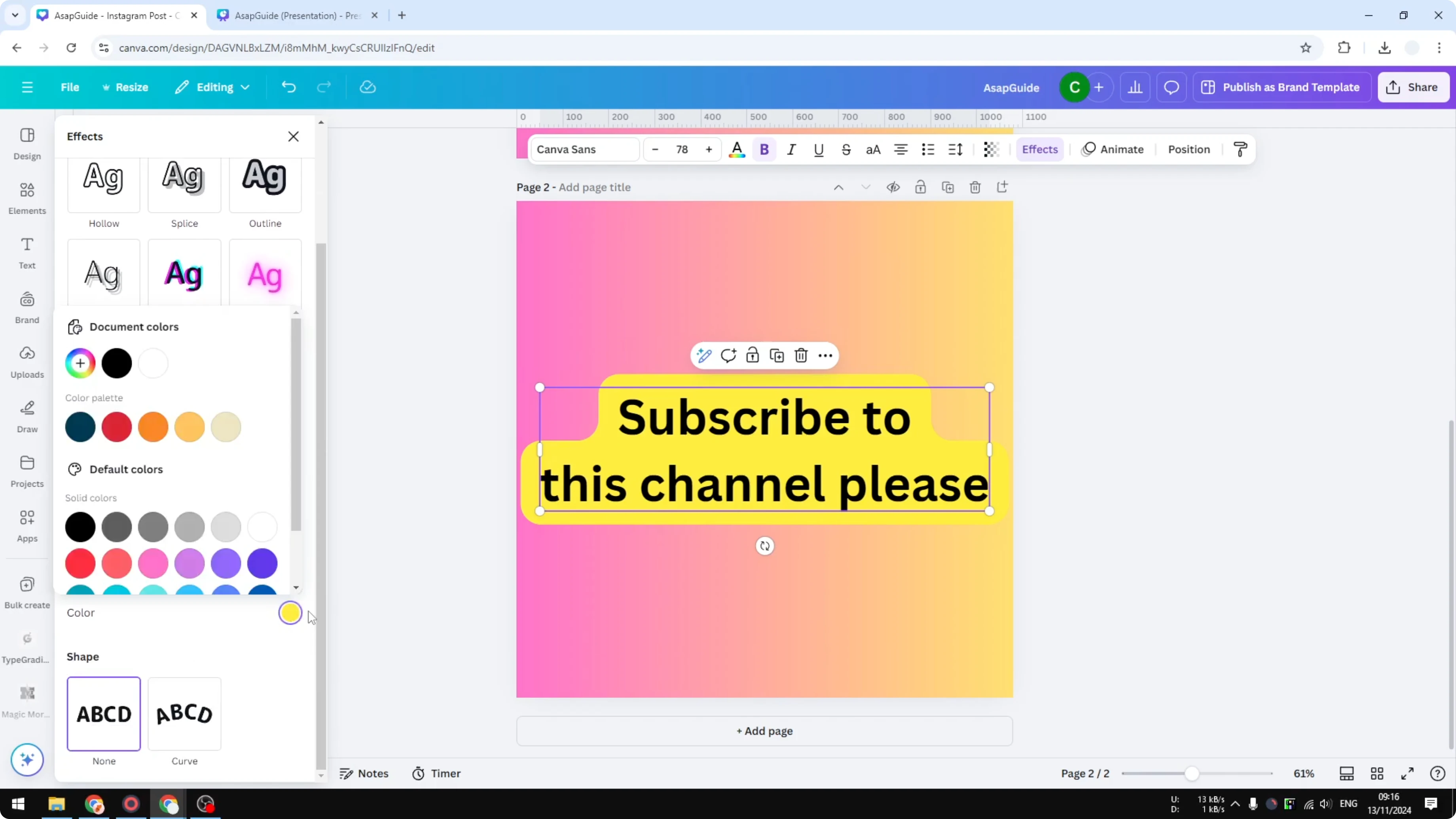 Screenshot from How to Put Border Around Text in Canva at 60s