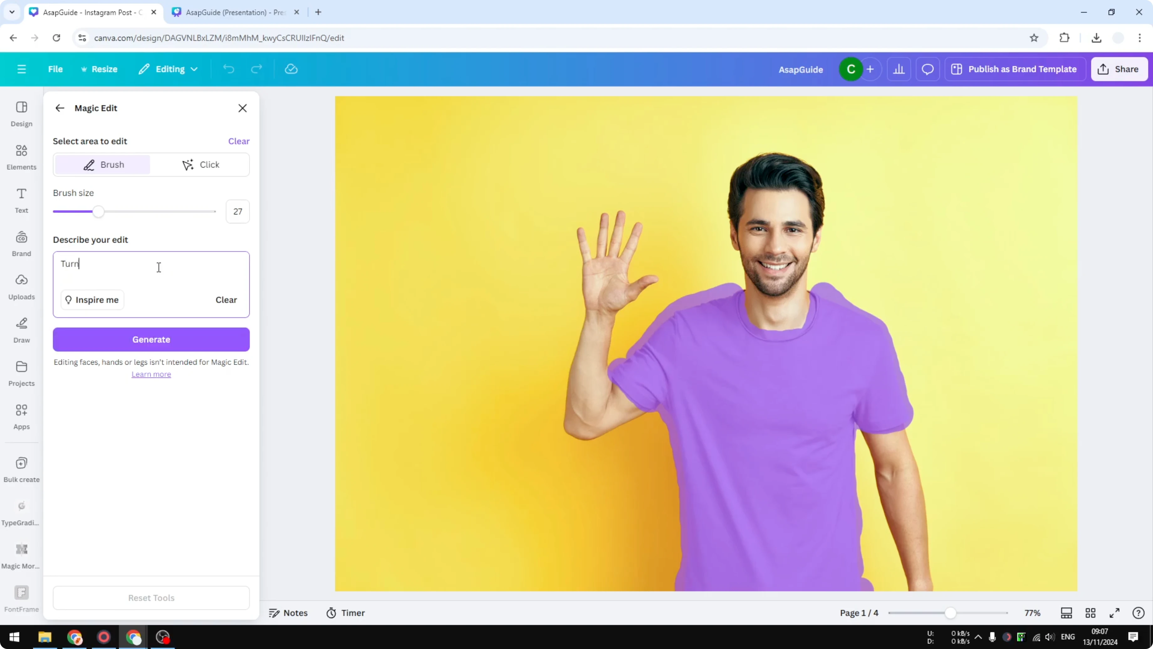 Screenshot from How to Recolor Image in Canva at 135s