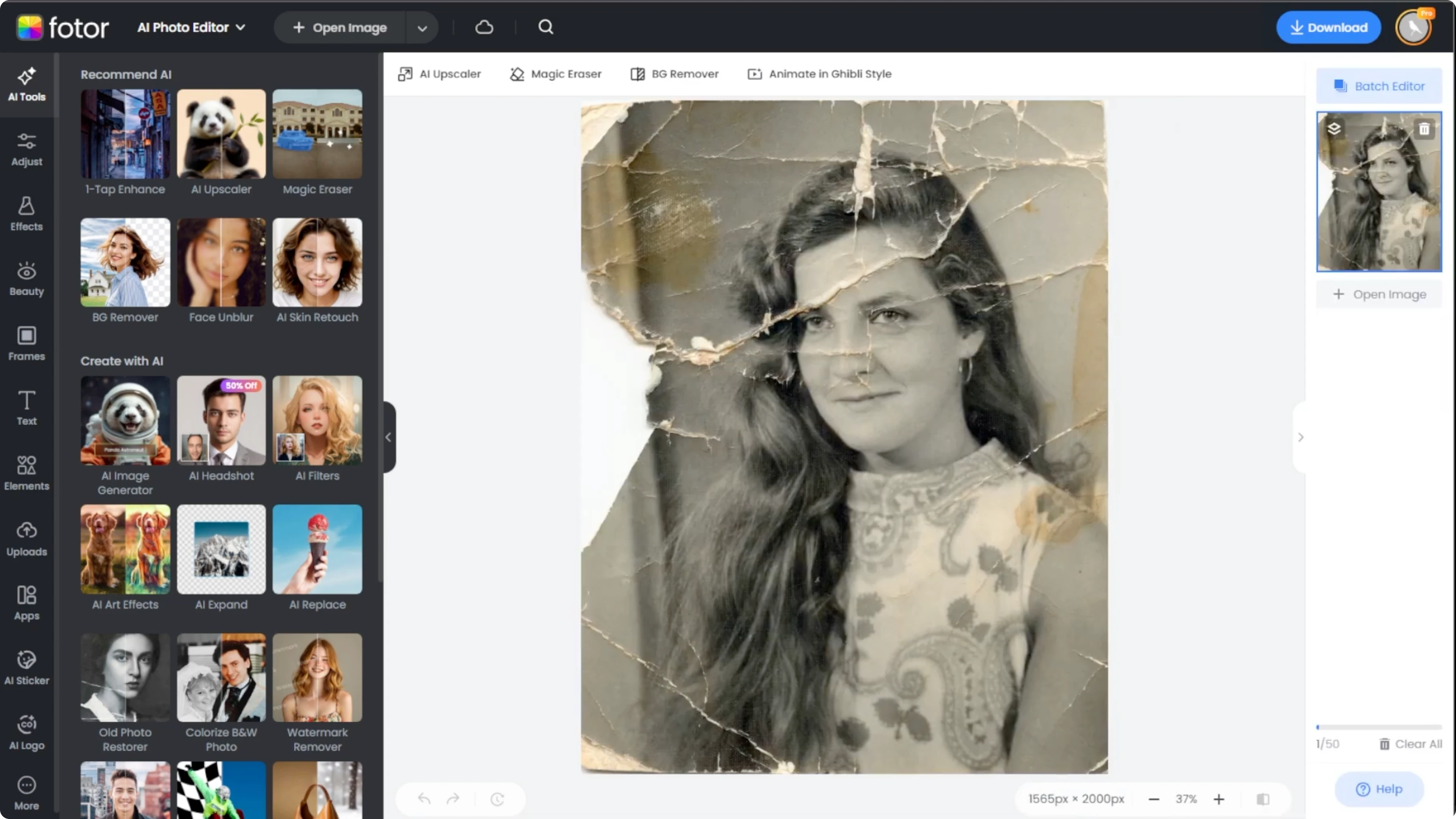 Screenshot from How to Reconstruct and Fill Missing Parts of Damaged Photos with AI? at 34s