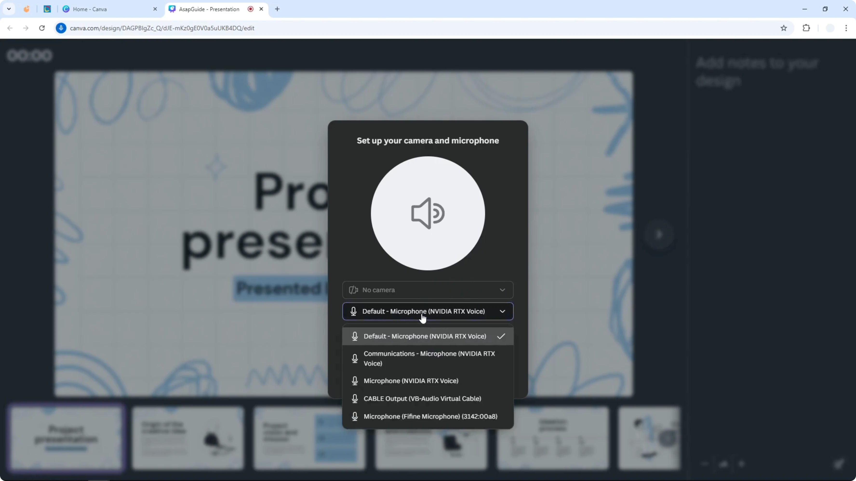 Screenshot from How to Record on Canva Presentation at 69s