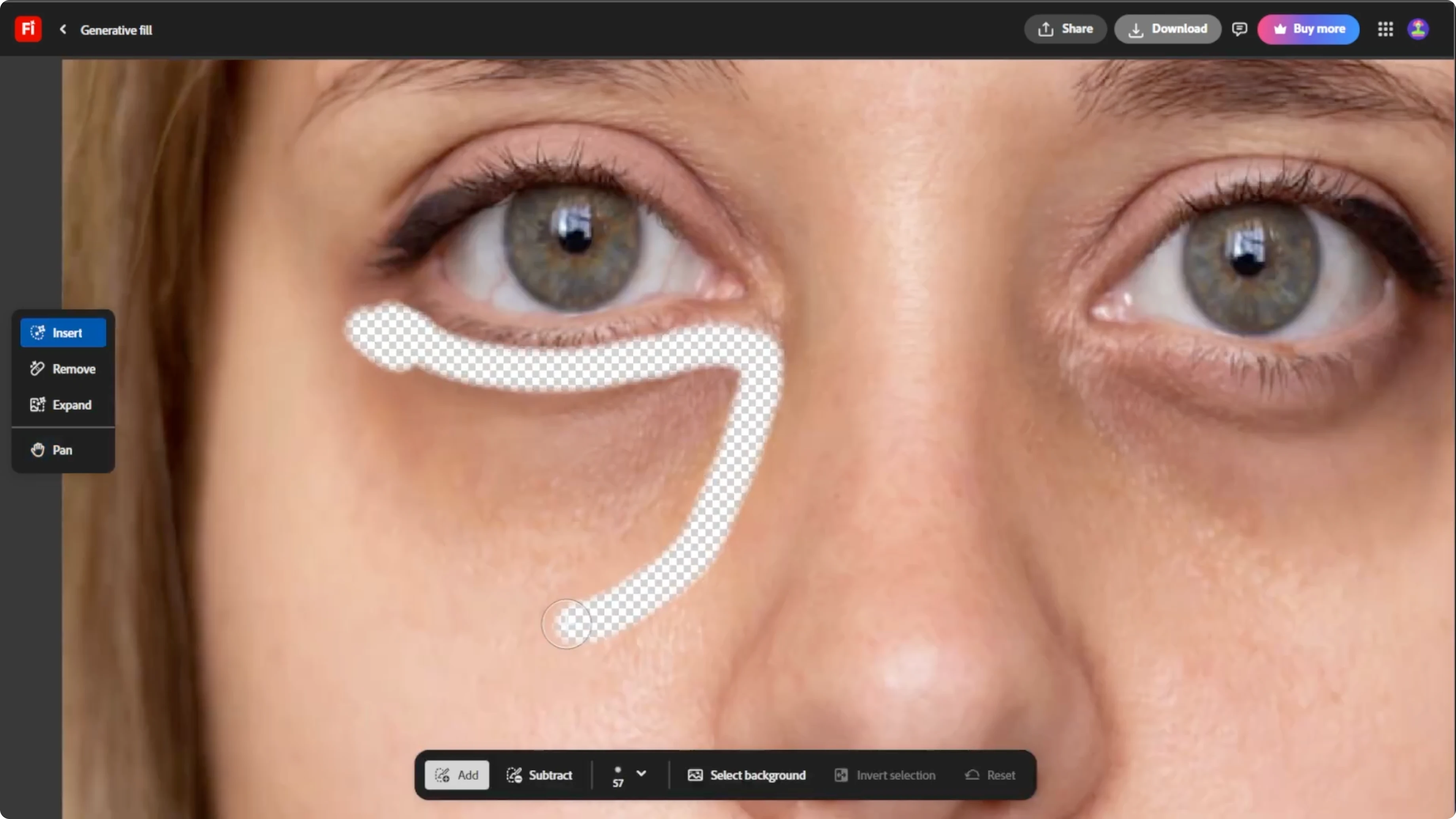 Screenshot from How to Brighten and Reduce Under-Eye Dark Circles with AI? at 98s