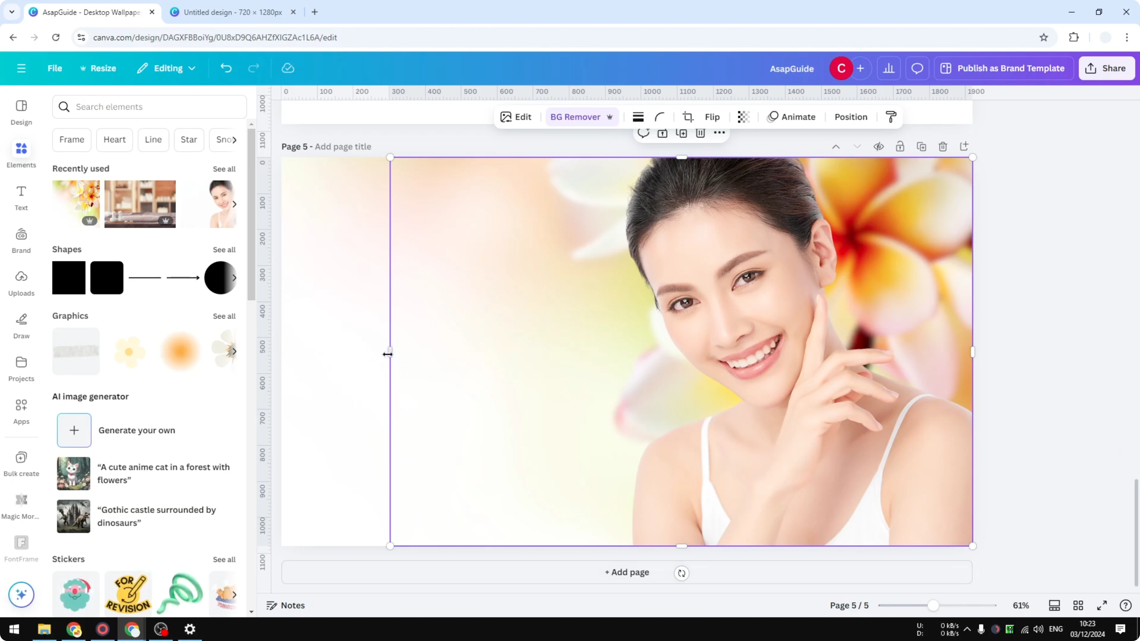 Screenshot from How to Remove White Background in Canva at 70s