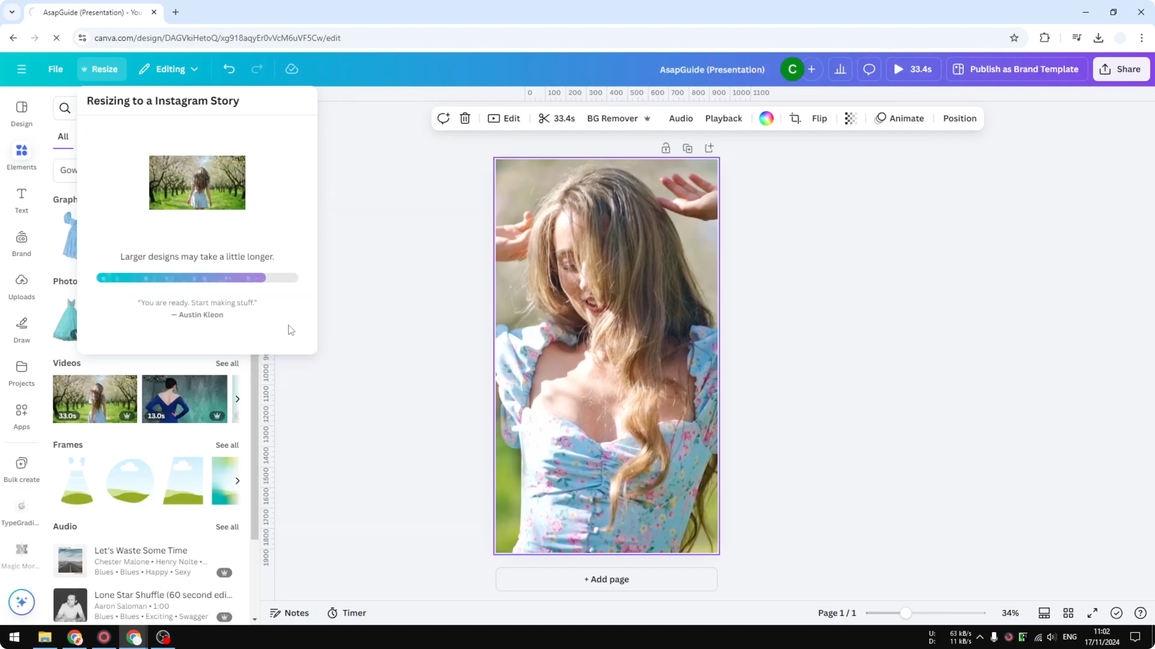 Screenshot from How to Resize Canva Video for Instagram at 68s