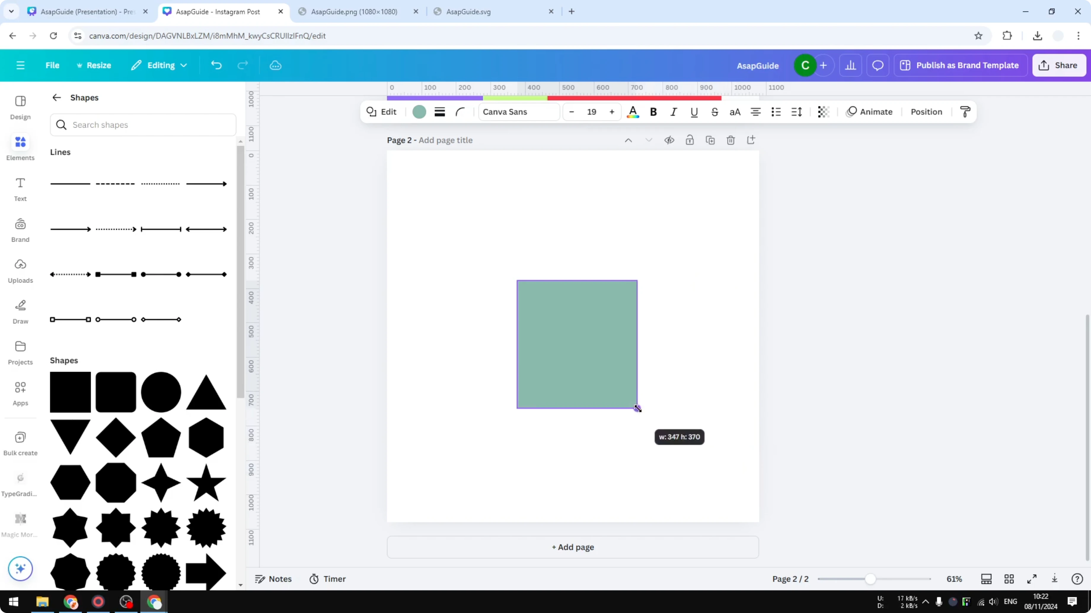 Screenshot from How to Resize Shapes in Canva at 47s