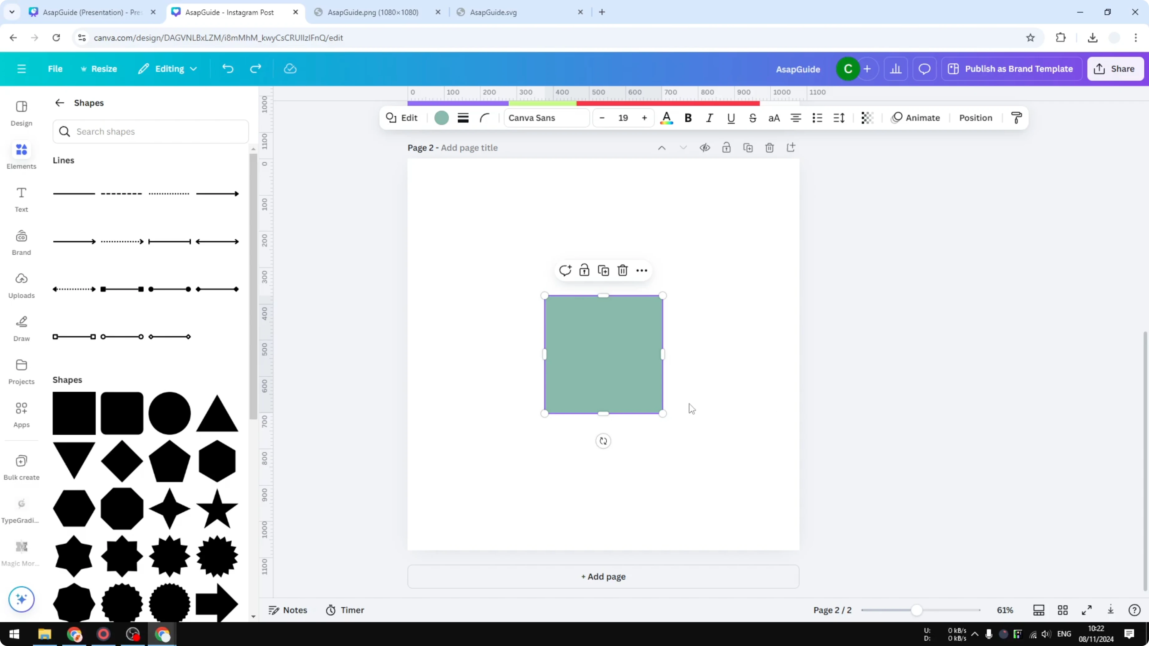 Screenshot from How to Resize Shapes in Canva at 56s