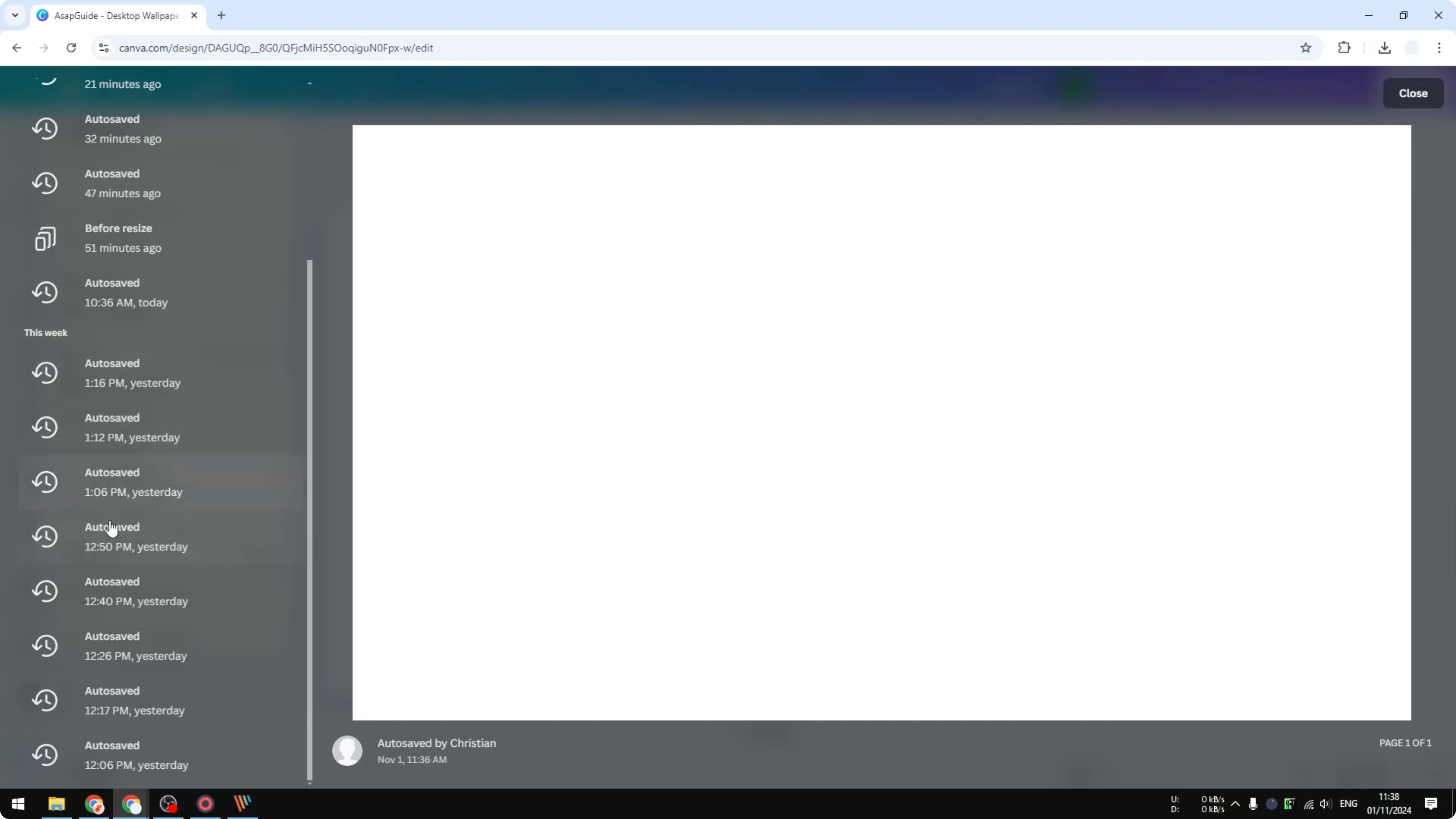 Screenshot from How to Review and Restore Older Versions of Canva Designs at 39s